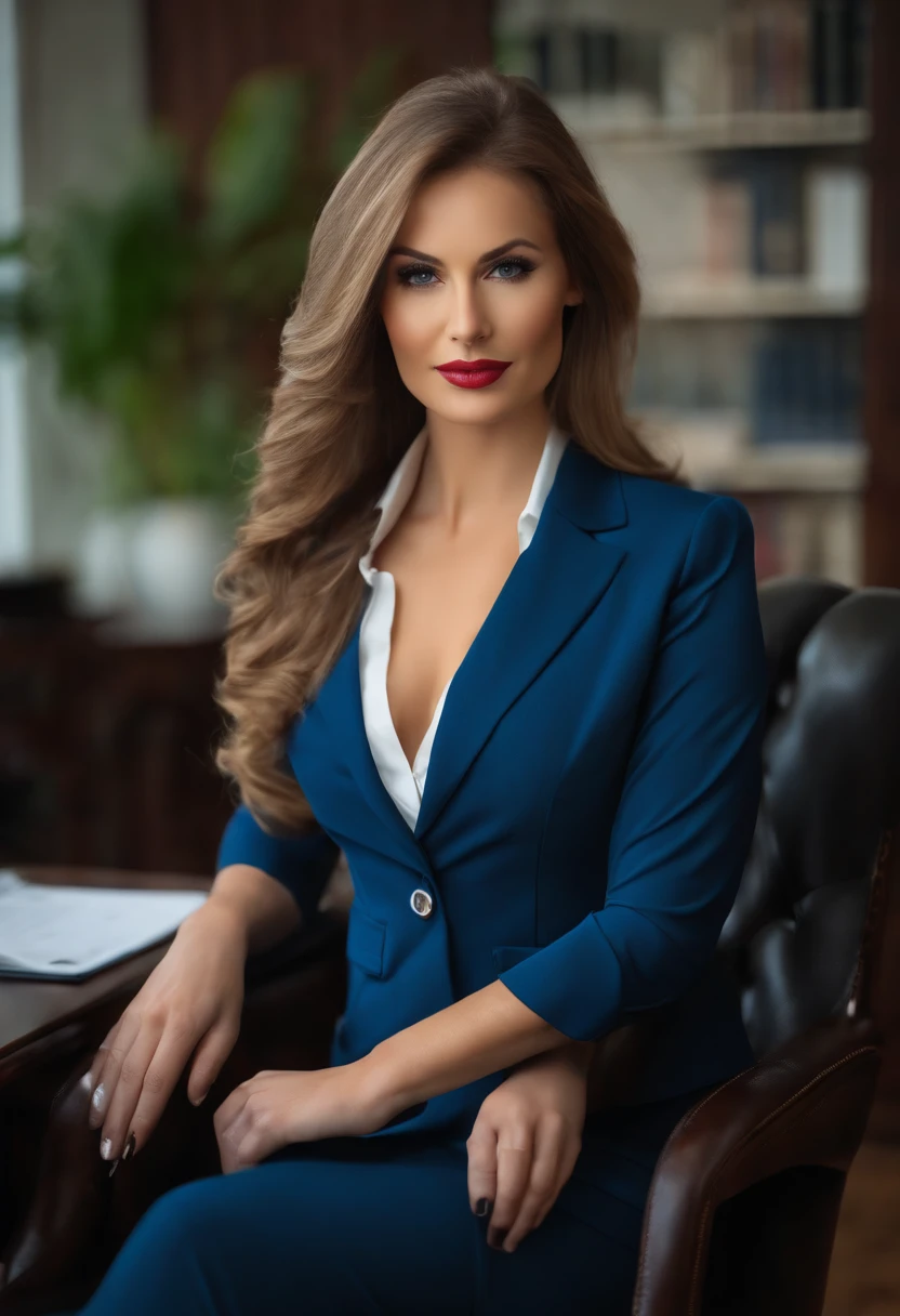 professionnel, (Photo 4k:1.1), (Dittmann Anna:0.3), (jiner:0.3), (mise au point nette:1.3), High detail, Wear fashionable revealing business clothes, beautifull detailed face, yeux bleu, longs cheveux blonds, Forme du corps, bureau, professeur, directrice, sexy, salle de classe, American Plan,