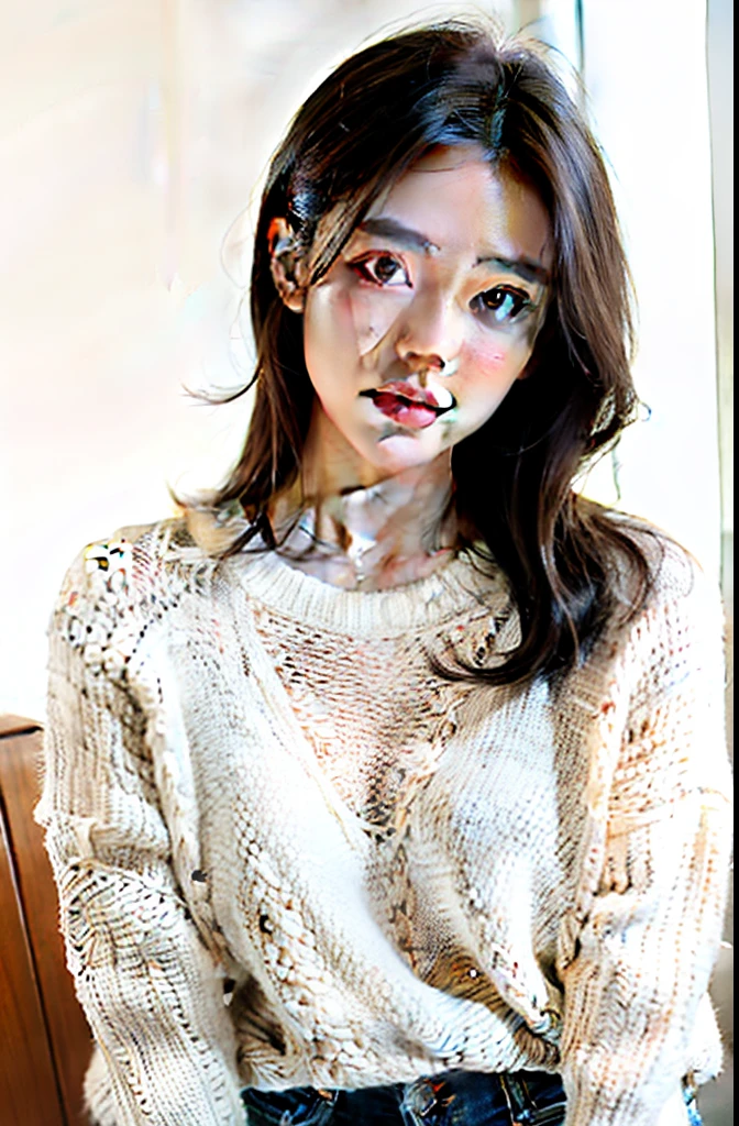 1girl,sweater,white background,