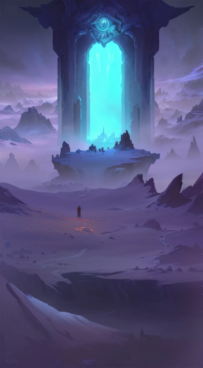 There is a painting,The painting shows a man sitting in a cave, arte de fundo, mage tower far away, pillars of ice background, background artwork, painted as a game concept art, world of warcraft art style, odin's stone arena background, arena background, matte painting arcane dota pixar, concept art style, Detailed game art, environment concept art, Mobile game background