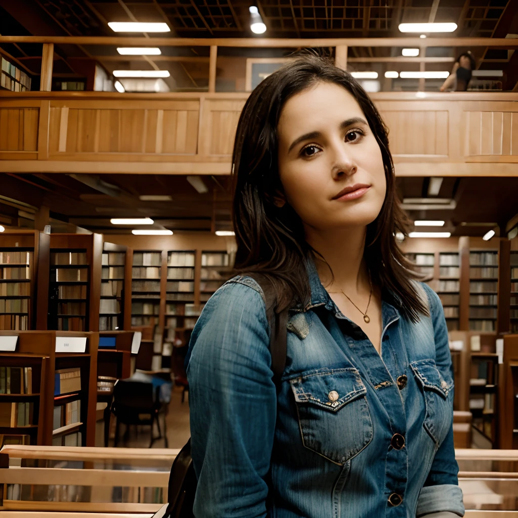 Julieta Venegas on a library