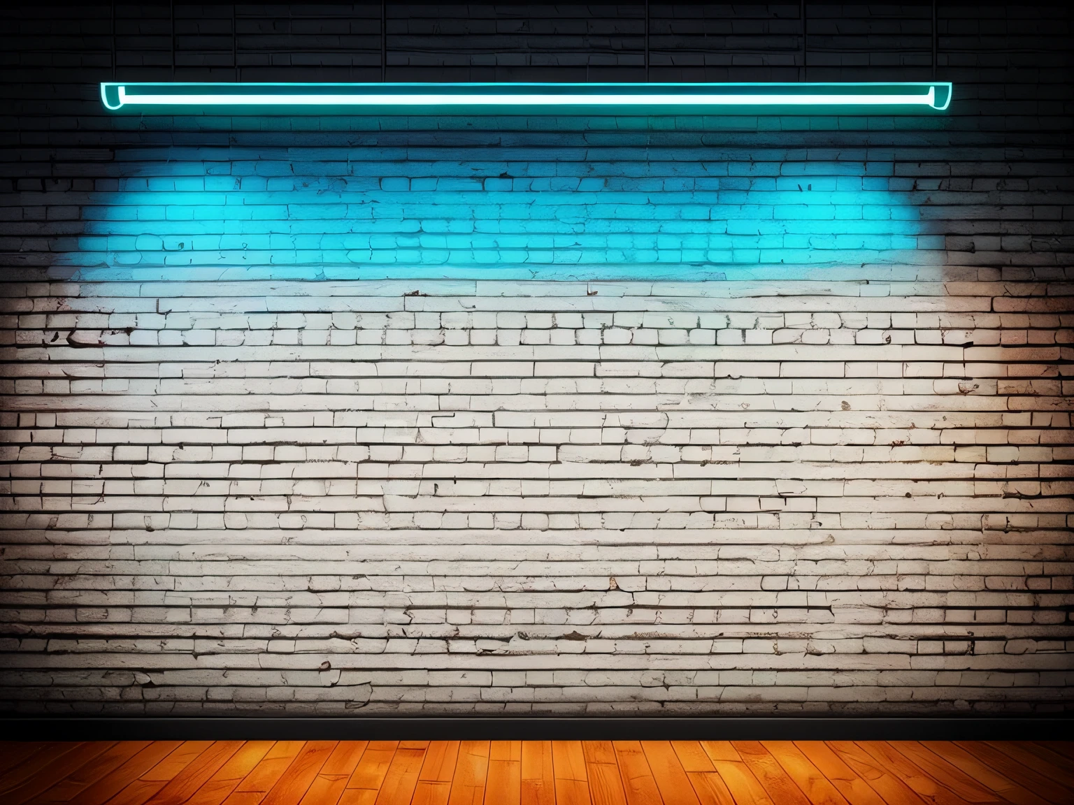 (best quality, highres, masterpiece:1.2), neon lights, retro brick walls, unfinished walls texture, lighting effect, yellow neon background, orange neon background, blue neon background