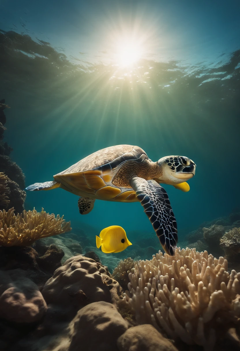 One evening, the fish swam around the coral reef, preparing to welcome a special guest. It was a cute little sea turtle. The fish and the sea turtle became the best of friends. They shared their stories and experiences, laughed and played together.