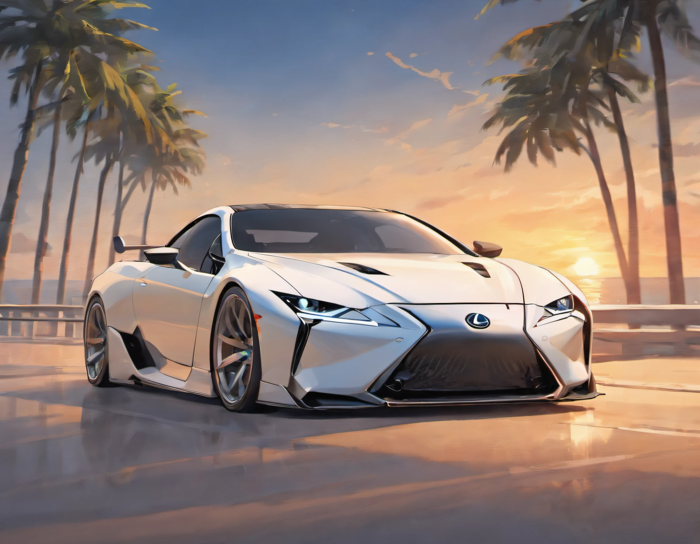Sports car painting, Automotive Design Art, Lexus LC500h,White Body Bald Lexus LC500h, No shadow.,vehicle illustration, sportscar, 10, beautiful line art,draft,unpainted,Art style with attention to detail, Line only., Line Art HD, high contrast illustration, sportscar, Sketch style, Car design, Vector Art HD, sportscar,Palm trees and beautiful sea background