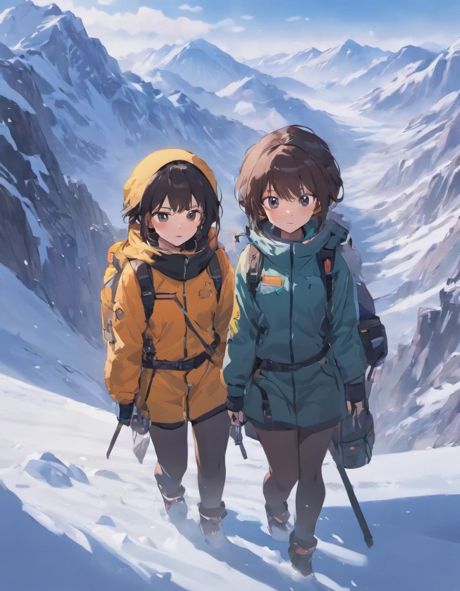 two women adventurers in the mountains