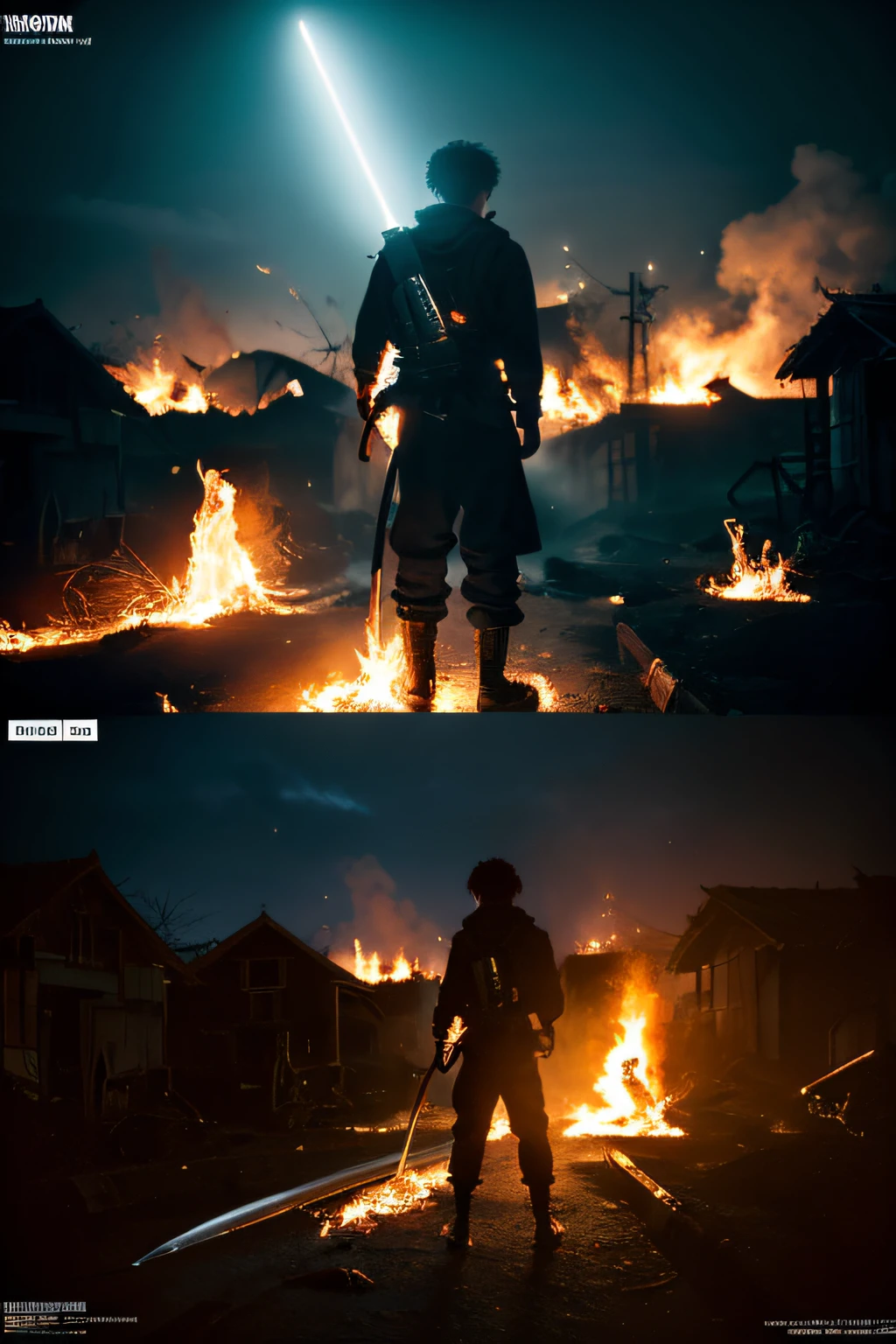 Change background into horror theme with some fire on surface, ultra realistic,8k
