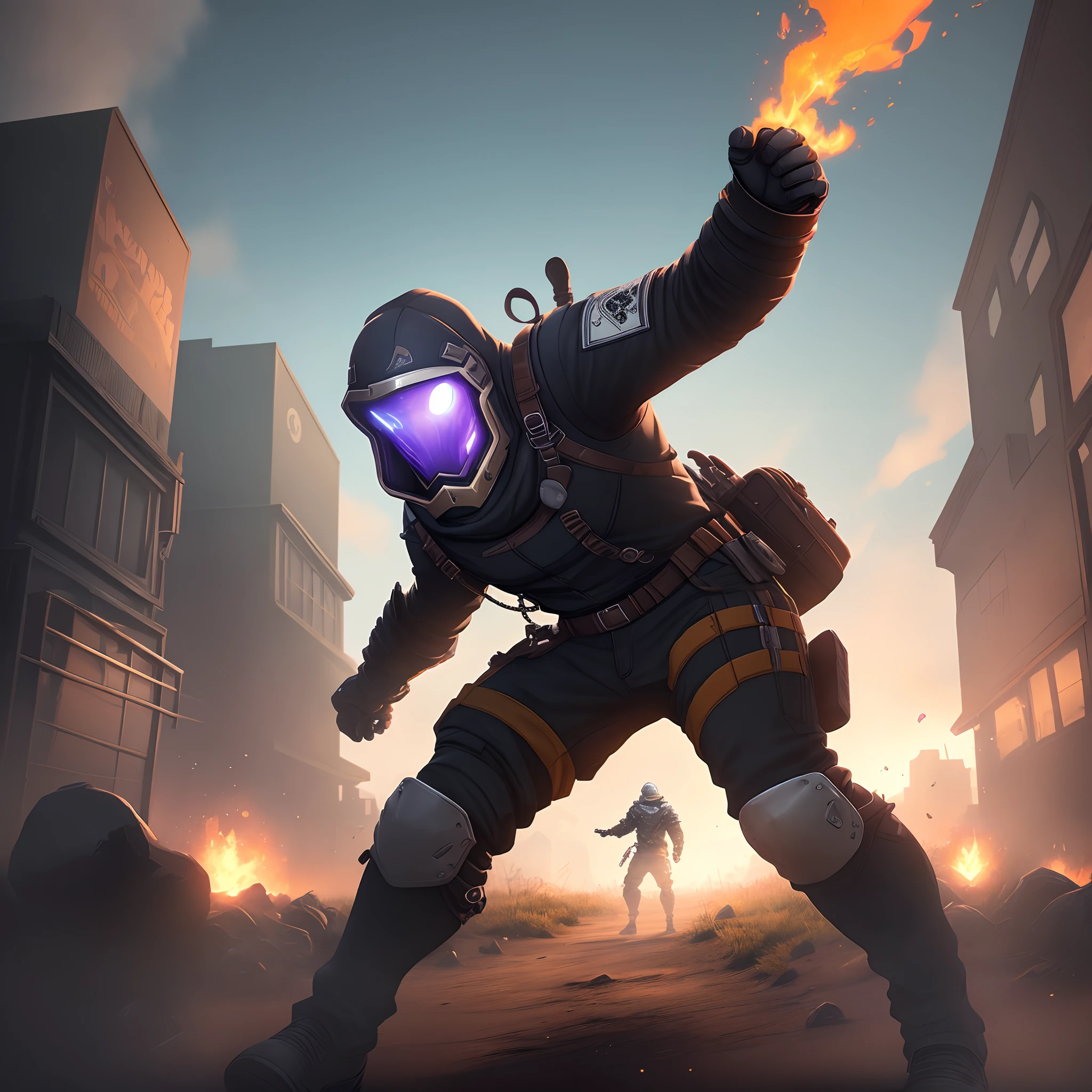 Show the opening screen wallpaper of a game I'm creating called FuryFall. This game will be a Battle Royale like a combination between Fortnite and Free Fire