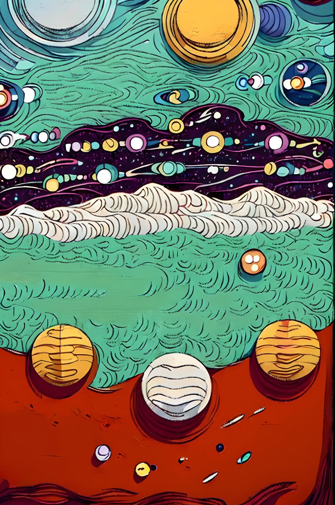 (solar system:1.4),low head,(illustration:1.3,paper art:1.3, Quilted paper art:1.2),( reasonable design, Clear lines,Best quality, Masterpiece, movie light effect, 4K )