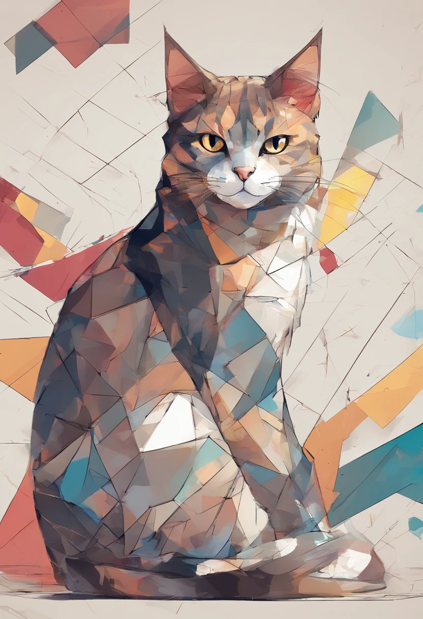 (Brindle Fold Cat  ),(Best Pose),(best angle), (Better self-expression), Eduardo Cobra acolchoamento ,multidimensional geometric wall PORTRAIT, Art, chibi,yang08k, beutiful, coloration,