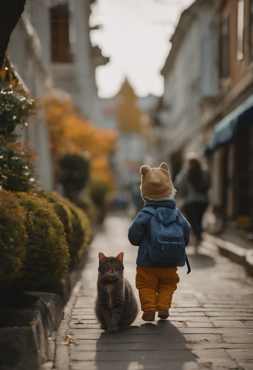 I have two little kittens, a cute little cat, cute kittens, Cutest, Incredibly cute, Adorable and cute, And cute and lovely. They are walking down the street with backpacks, Walking together, commute, Proudly walk down the street, And the cat is walking. They are cute in the style of 🍂 and 🍁, Adorable and cute, Cute and adorable, oh, nice and cute. They are known as real-life Tom and Jerry.