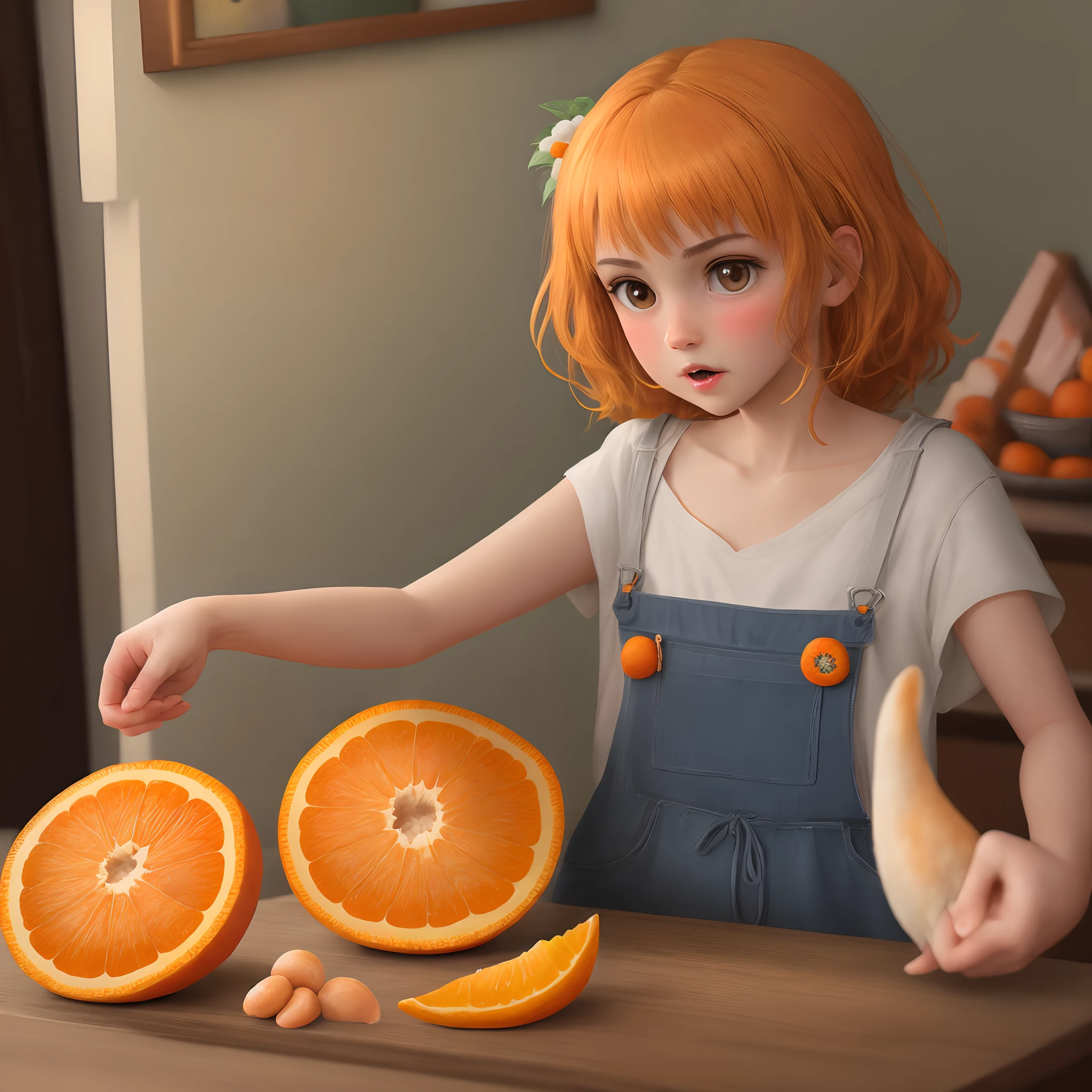 A clementine flipping the bird