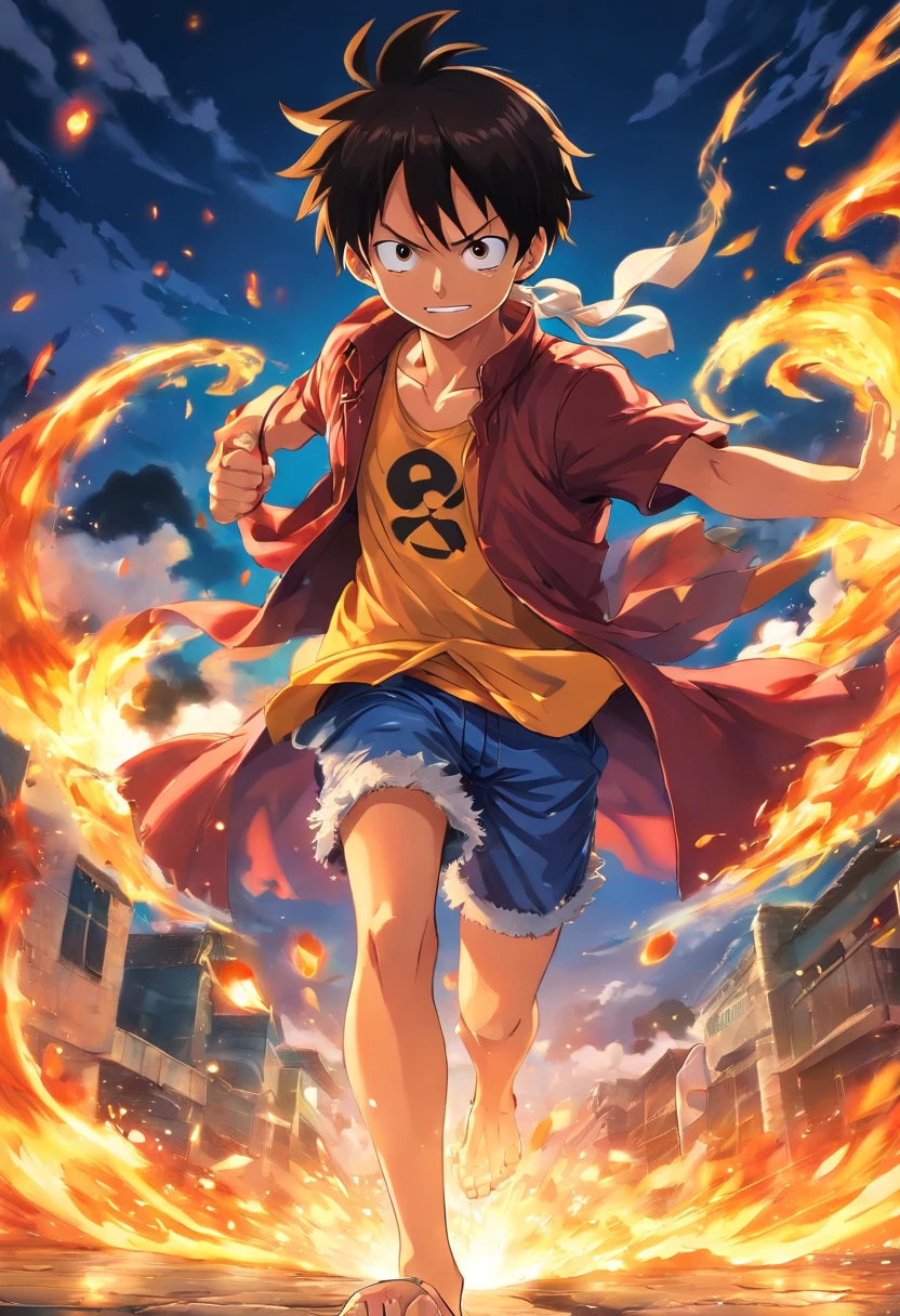 Make exciting posters with Luffy "One Piece" In the heat of the moment, Wolf head. Capture the essence of his fiery determination and indomitable spirit,Because he unleashed his anger on the enemy. Keep it short, boldness, And strongly convey the raw power of Luffy's anger. Boy, anime big breast