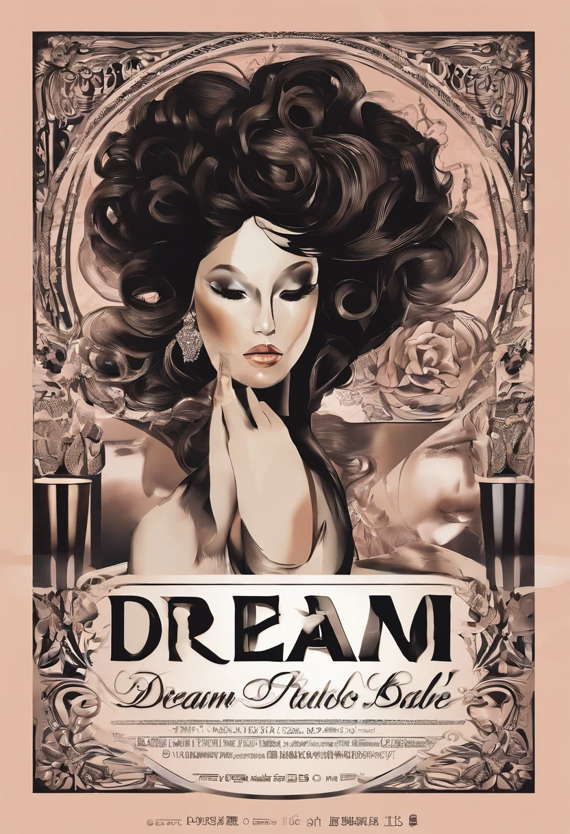 MAKE A POSTER ABOUT THE OPENING OF A BEAUTY SALON CALLED DREAM IN SHADES OF BLACK
