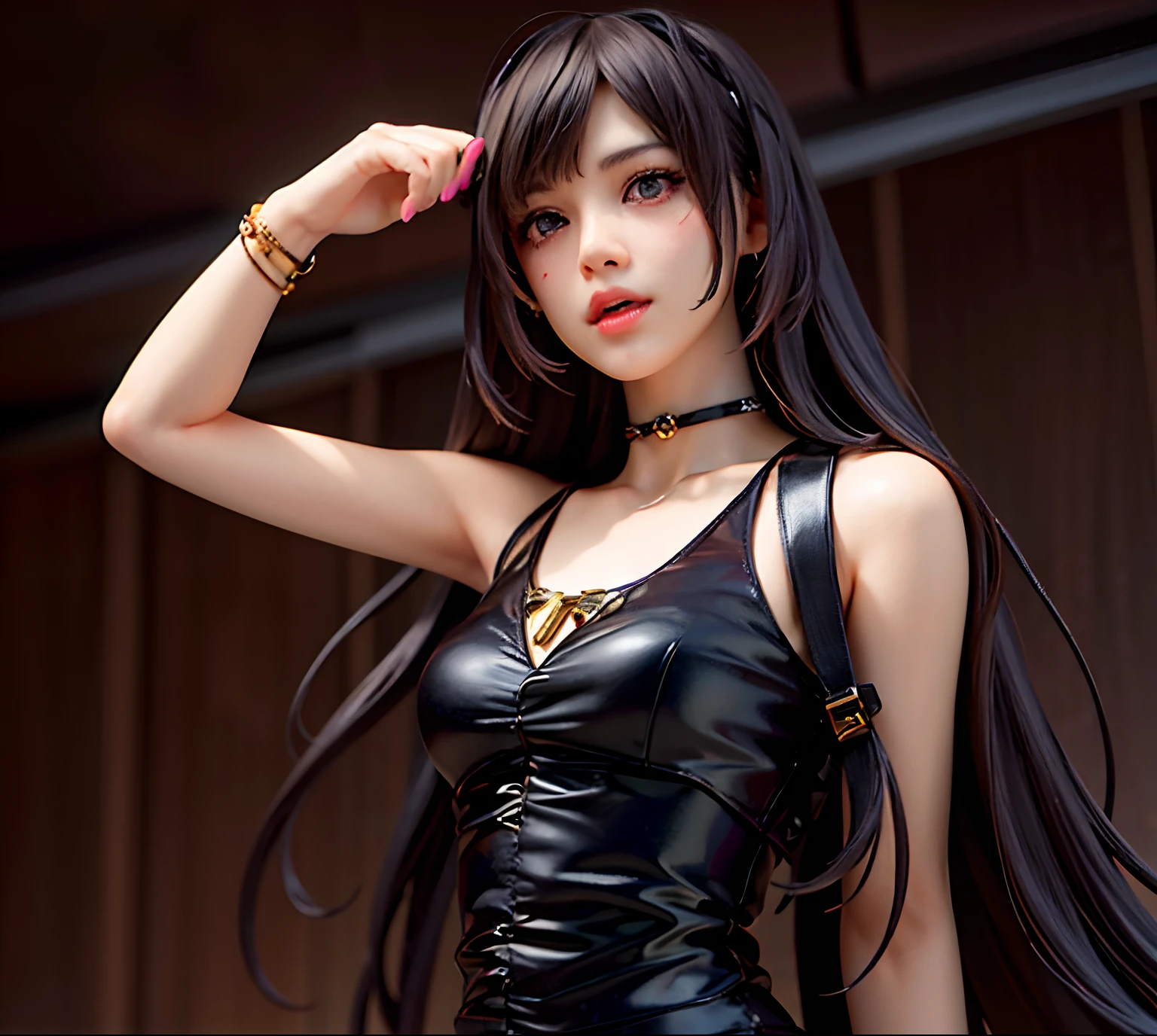 a close up of a person with long hair and a necklace, lalisa manobal, lalisa manoban of blackpink, roseanne park of blackpink, the hime cut, with bangs, jossi of blackpink, with full bangs, portrait of jossi of blackpink, long hair with full bangs, long hair with bangs, shikamimi, ulzzang