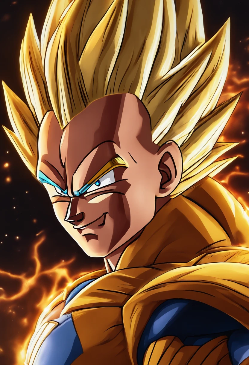 vegeta, dragon ball z, ultra realista, saiadins, voando, raios ao redor