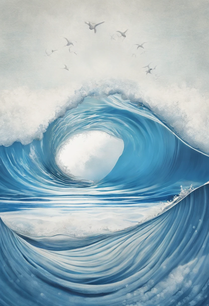 There is the text "Guardian Blue Pulsation",The theme is "Focusing on Ocean Health.",Protecting the Blue Planet",The pattern is circular,The base color is blue,There are whales,The corals,swell sea,Sea flowers,sea shell,Marine elements such as conch,Simple style,With a design style,The color perception is bright,stickfigure,Pencil color lead touch