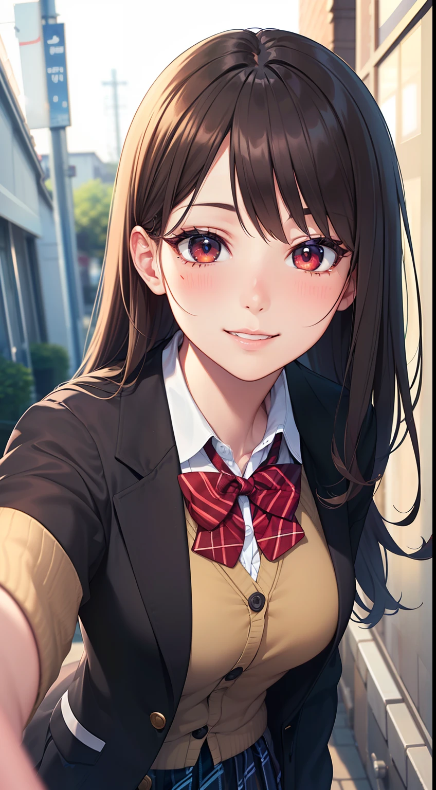 Anime girl with long brown hair and a bow tie - SeaArt AI
