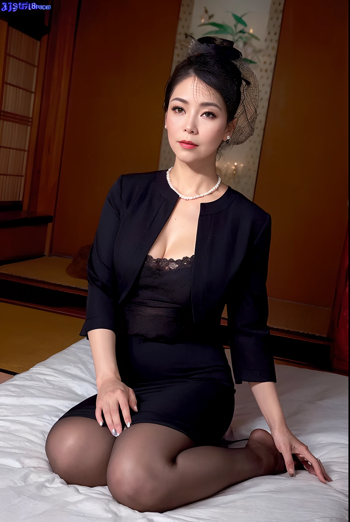 {{{masutepiece}}}, (50 year old mature woman)、{Extremely delicate and beautiful}, (Solo:1.5), (Best Quality:1.2), (超A high resolution, Photorealistic, Raw photo:1.4), 8K, Cinematic lighting, Beautiful lighting, Professional Lighting, Physically-based rendering, Photon mapping, Radio City, Detailed and Intricicated, Detail Face, High quality, nffsw、((５０Japan mature woman))、big butts、Wow big、Big big、(((fullnude)))、(５０Year old)、Very big big、delicate and dense skin texture,,,,,,,,,,,,,,,,,,,,,,,,、Detailed red-black  、bright red lips、Crystal clear white skin、５０Japan mature woman、Detailed red-black areola、detailed brown eyes、fluffy long brown hair、Voluptuous body shape、(Wearing a glamorous bra)、Gorgeous accessories、gorgeous hair decoration、(nocturnal(Skyscraper Hotel)Being in)、