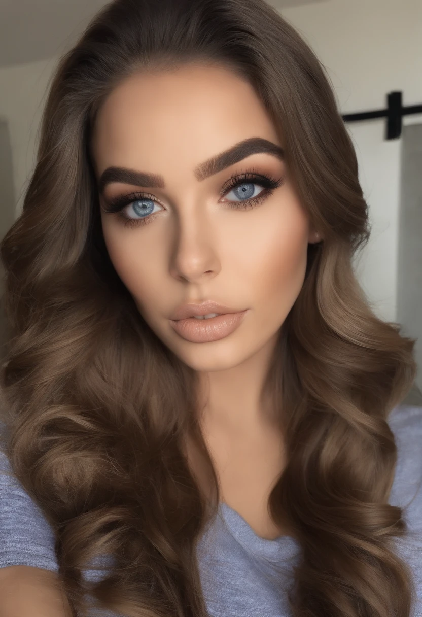 mulher arafed totalmente , menina sexy com olhos azuis, ultra realistic, meticulosamente detalhado, Retrato Sophie Mudd, cabelos loiros e olhos grandes, selfie de uma jovem mulher, Olhos do quarto, Violeta Myers, sem maquiagem, maquiagem natural, Looking directly at the camera, Rosto com ArtGram, maquiagem sutil, impressionante tiro de corpo inteiro ajoelhado na cama, no quarto, medium to large bust; ; ;nu