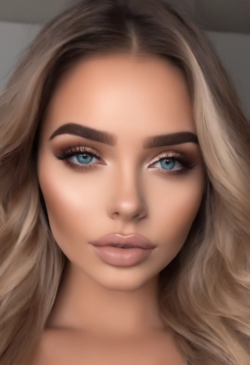 Arafed woman completely , fille sexy aux yeux bleus, ultra realist, Meticulously detailed, hispanic, Portrait Sophie Mudd, cheveux blonds et yeux sexy, Selfie of a young girl, Yeux de chambre, Violet Myers, avec maquillage, maquillage naturel, looking straight at camera, Visage avec Artgram, Maquillage subtil, Buste de grande taille