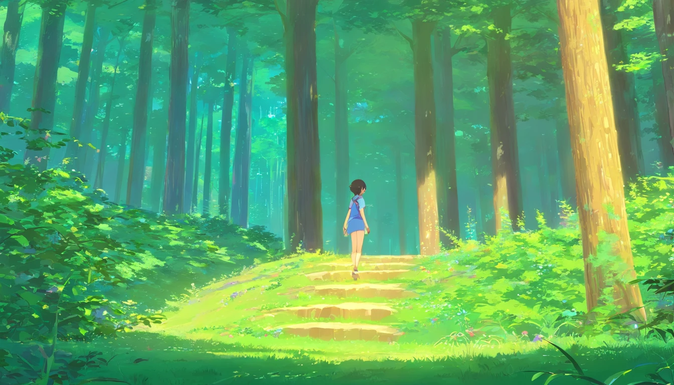 View of the entire elven kingdom in the middle of the dense forest, proportion Aurea, Detalhe falso, trending pixiv fanbox, acrylic palette knife, estilo de makoto shinkai studio ghibli genshin impact james gilleard greg rutkowski chiho aoshima, com joao e maria avistando uma casa feita de doces