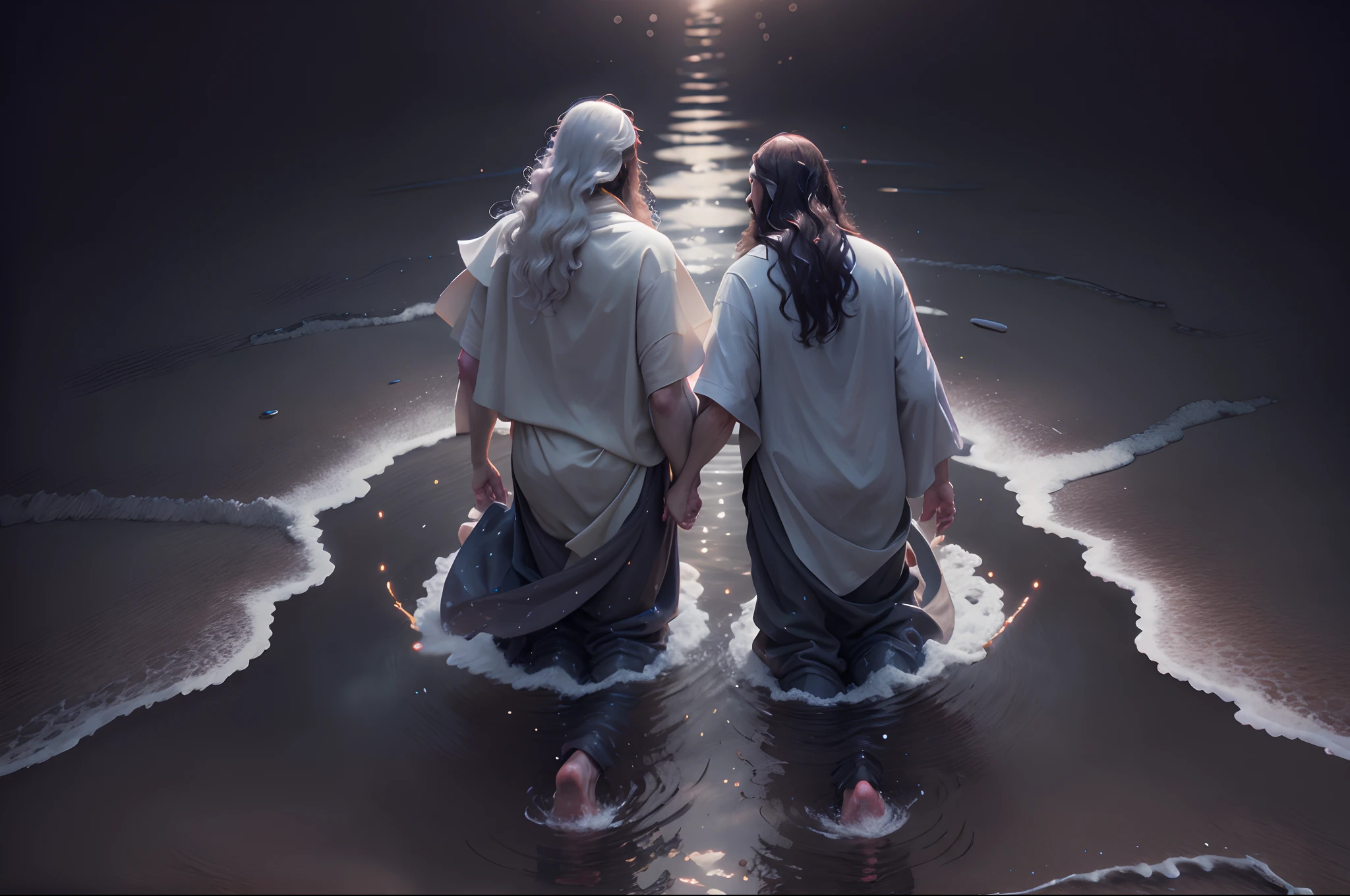 Jesus walking on water with Peter