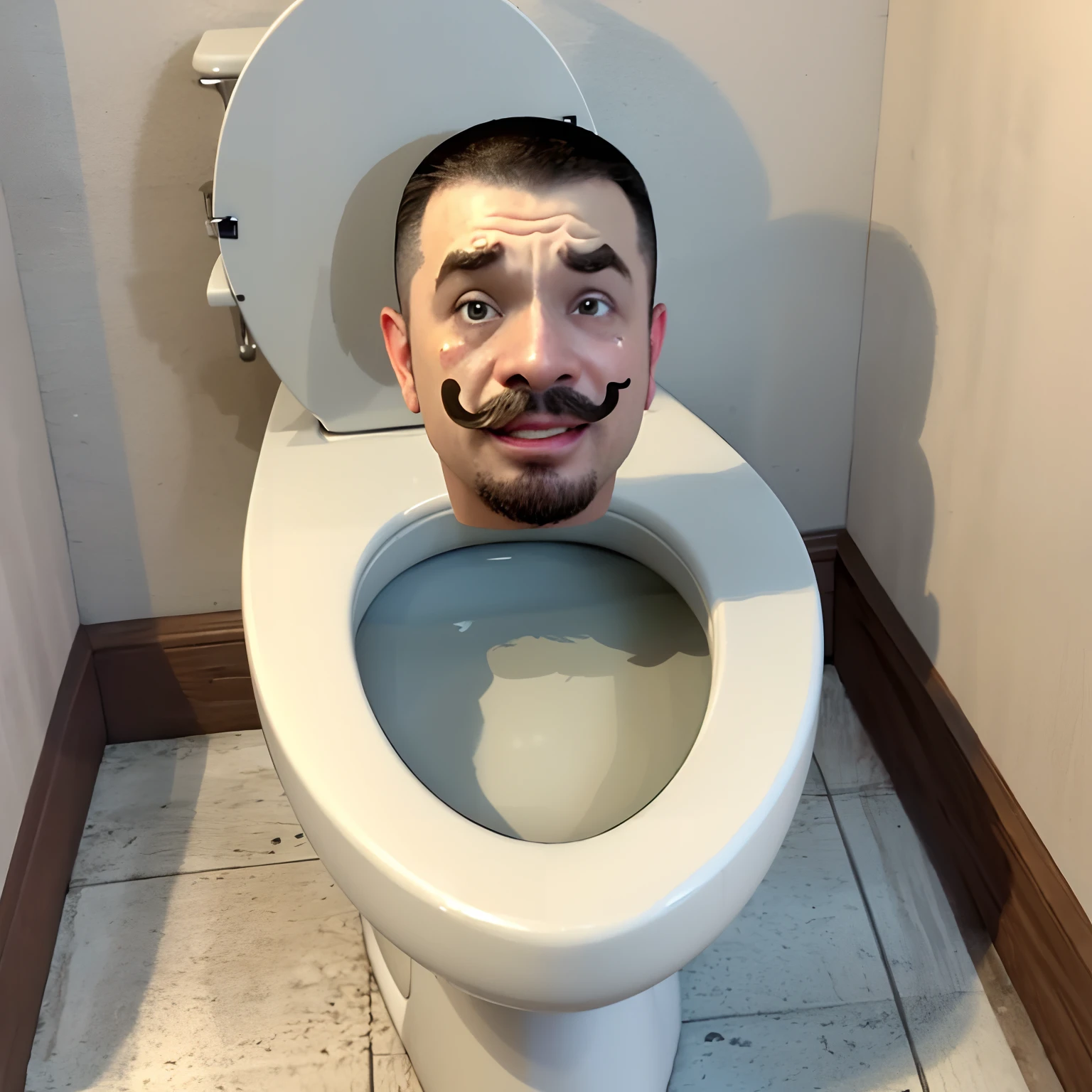 (masterpiece, best quality:1.2),cartoon character of a man with a mustache on a toilet, siting on a toilet, flushed face, funny, toilet, poop, gaming toilet, big head, hobbithead, very funny, appalling, crying and puking, really funny, thot, flushed cheeks, comedian is funny, funny illustration, in a bathroom, , sad