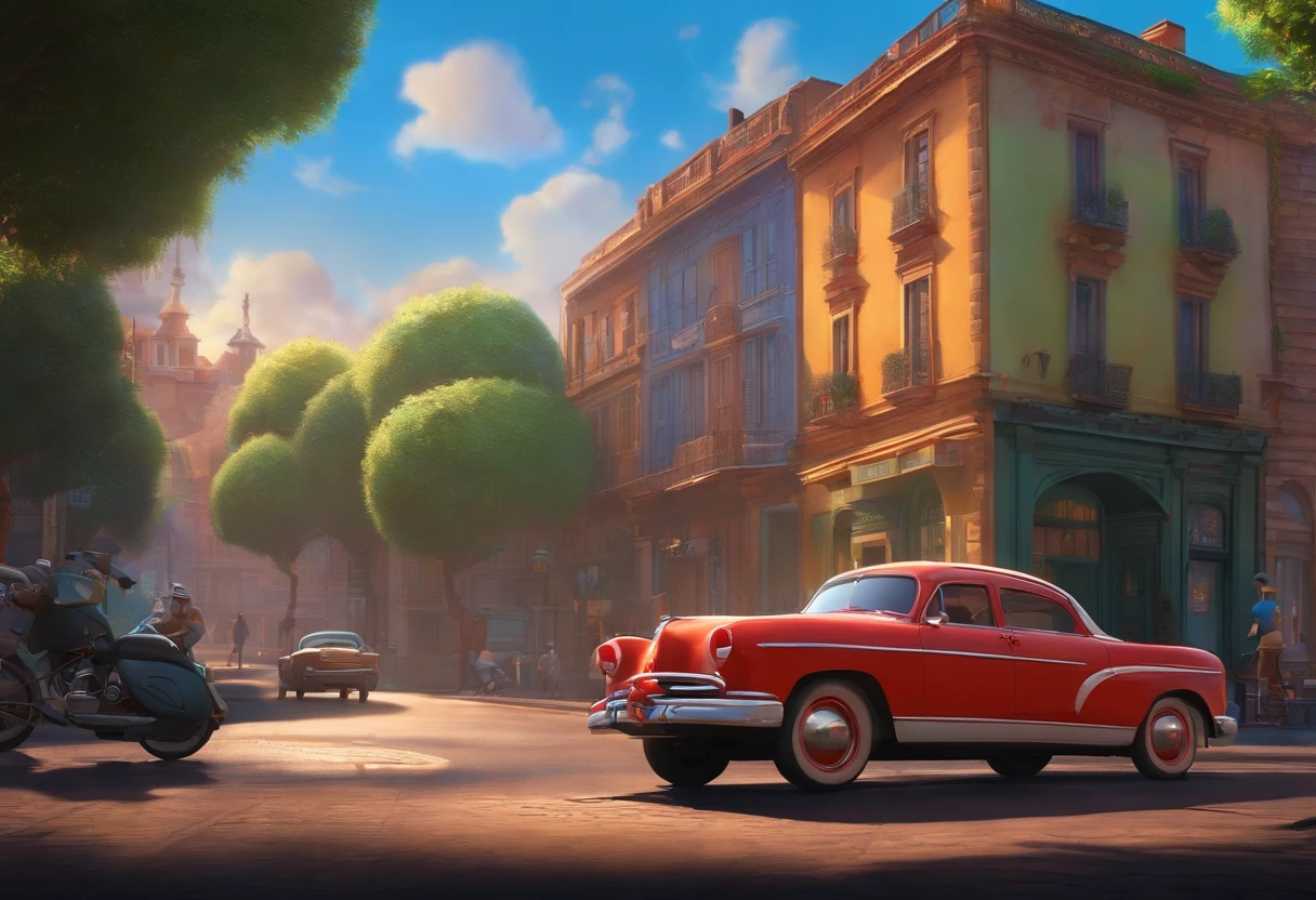 Pixar, from behind, wide shot, foreshortening, anime, panorama, best quality, masterpiece