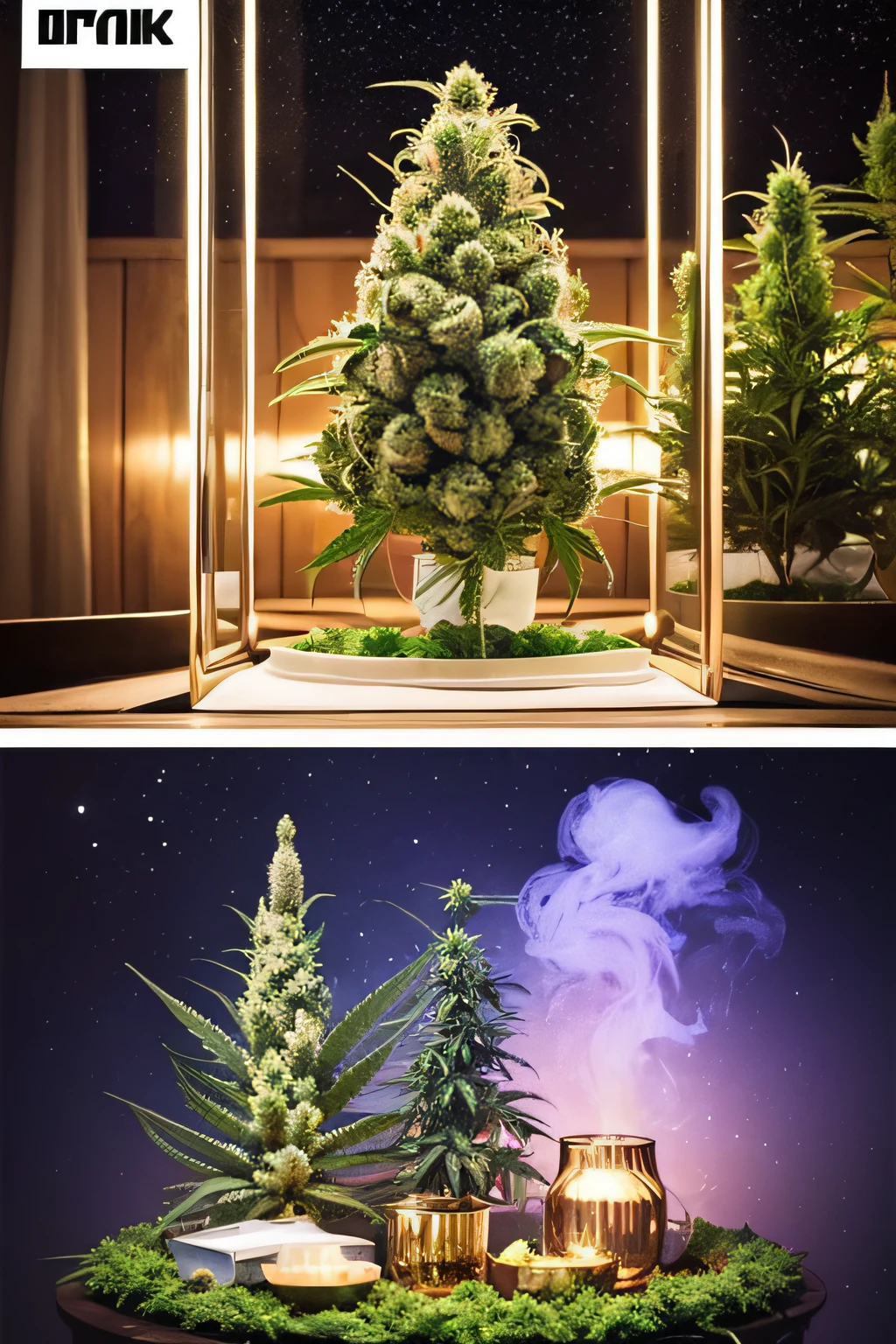 Logo Web Design Cannabis、intergalactic、Manteau blanc、It should be a happy atmosphere、ＣＢＤ、ｔｉｍｅ Calm clinic、Marijuana – Color Art 4K,go　SUI,Magical water pipebons and rolling papers surrounded by cannabis buds in a smoking environment are placed around、