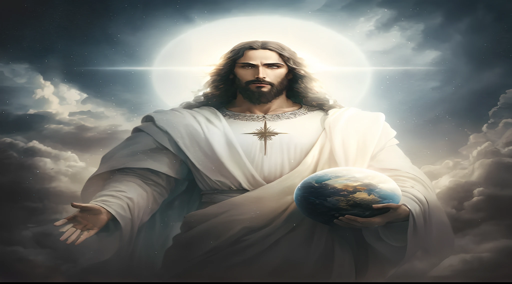 jesus walking on water in a storm, masterpiece, best quality, high quality, extremely detailed CG unit 8k wallpaper, award winning photography, Bokeh, Depth of Field, HDR, bloom, Chromatic aberration, photorealistic, extremely detailed, trending on artstation, trending on CGsociety, intricate, high detail, dramatic, mid-journey art, volumetric lighting