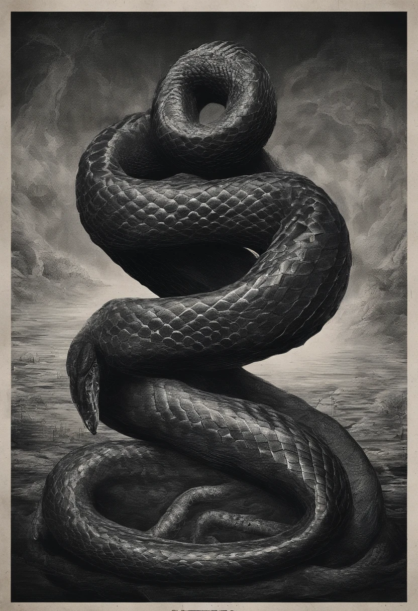 The body of the black snake snake is about one meter long，Thick arms，The whole body is covered with dark snake scales，The eyes appear a cold dark gold，Faint venom lingered on the two inverted hook-like fangs。