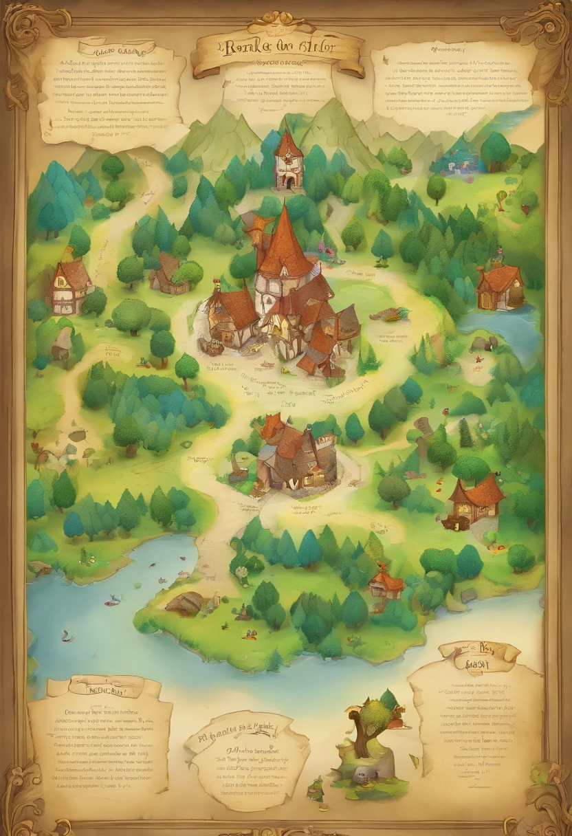 Step 1: Magic Map – Enchanted Illustration
1. **scenecy:**
- White background to highlight details.
- Magic element (the woods、Boken、Schools).
2. **map:**
- Draw a 2D map of the house with light strokes.
- Highlight important areas (Schools、Huge facility).
- Use vibrant colors、Create compelling maps.
3. **props:**
- Add cute and childish drawings in the corners of the map.
- Enter compass or arrow.
4. **detaile:**
- Light footprint to show the way.
- Small key drawings, Rock or mystical symbol.
5. **Creative title:**
- "Magic Map: The beginning of an enchanting journey!"
- Use fonts and colors that evoke magic and adventure.