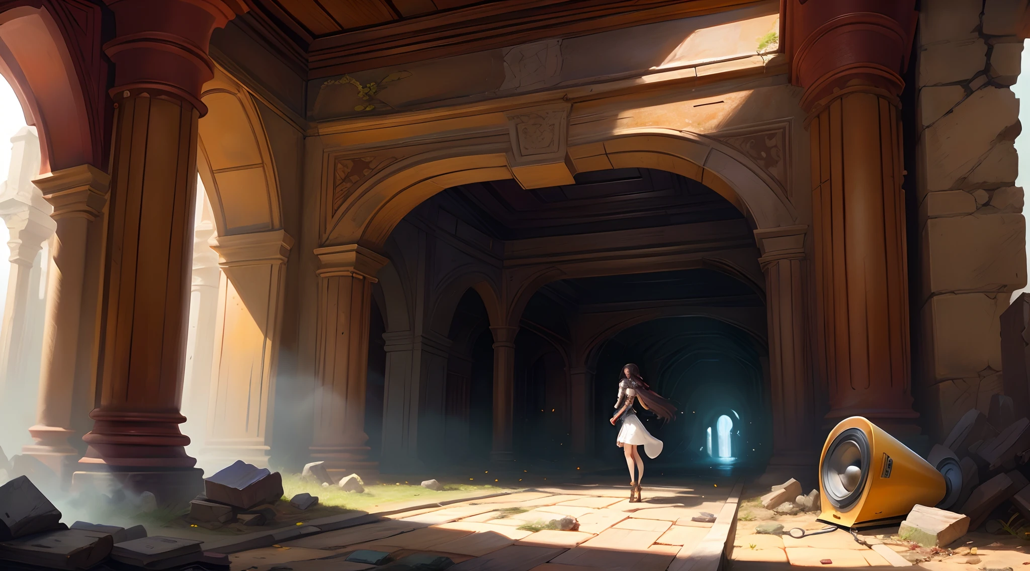 loudspeaker femele A dark-haired ghosts ruins Doron