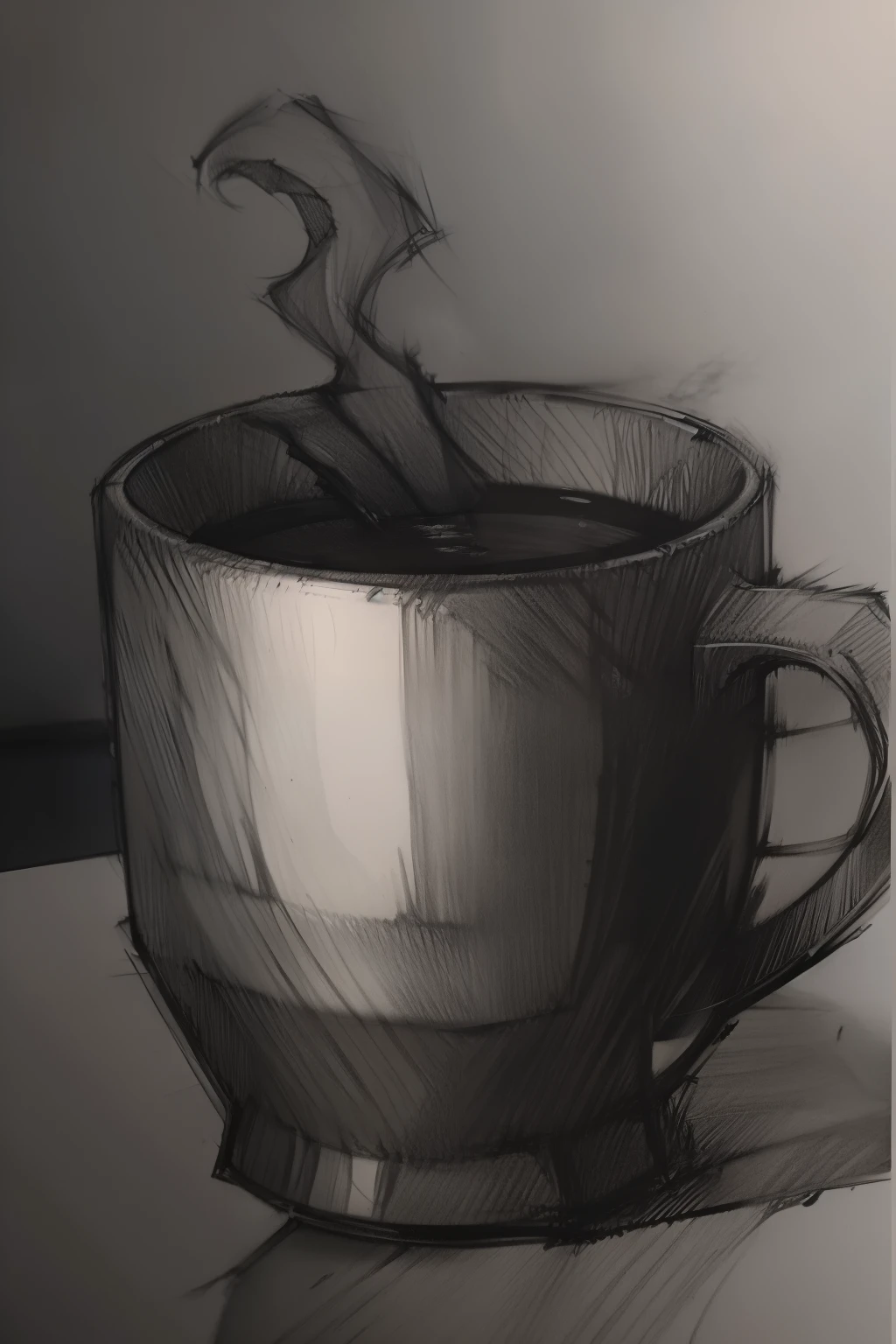 ((Drawing a charcoal sketch)), A cup of tea