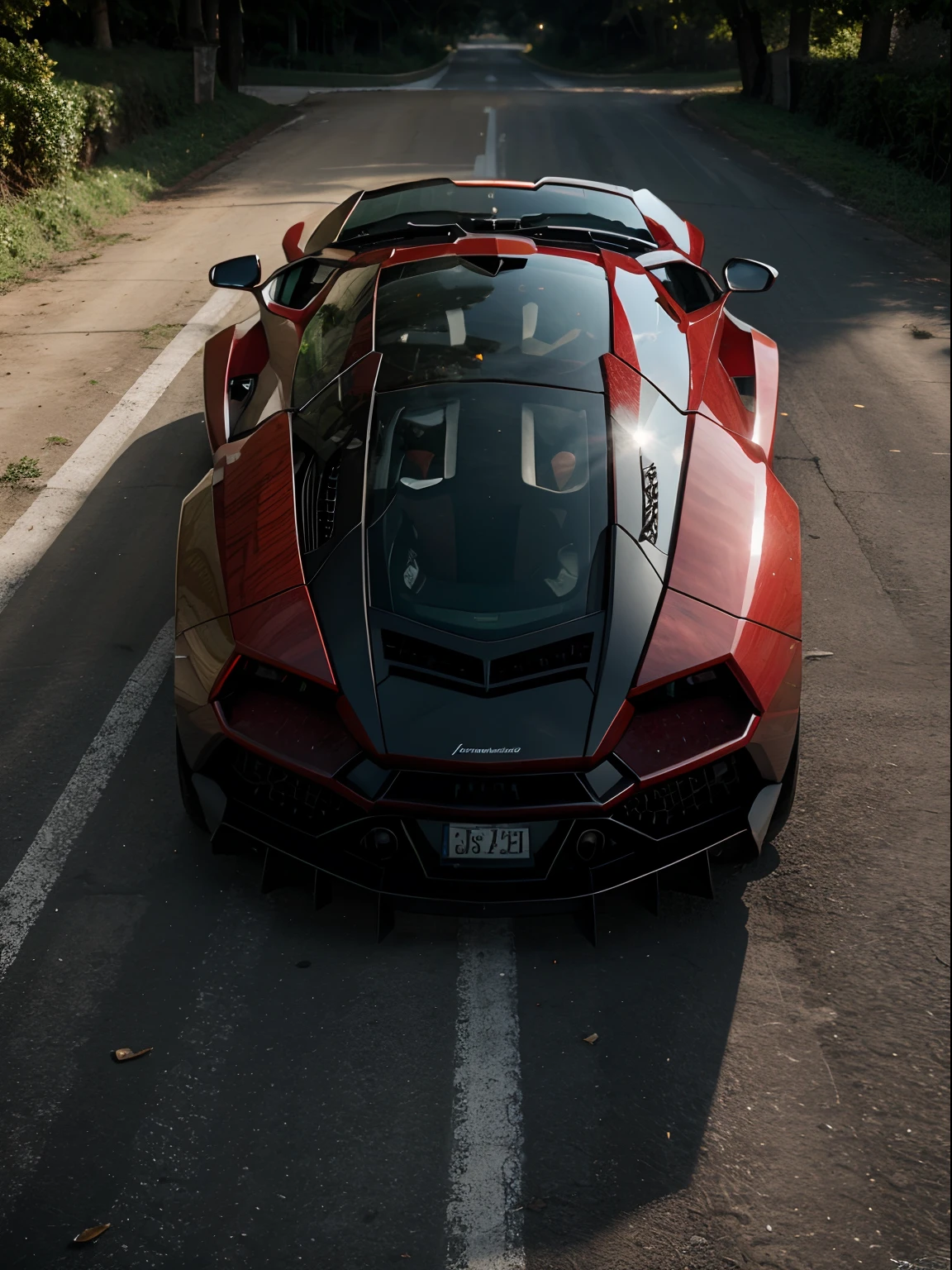 Lamborghini vermelha verde ,Luz do dia, Ultra realistic 8K resolution, ultra detalhado, super realistic