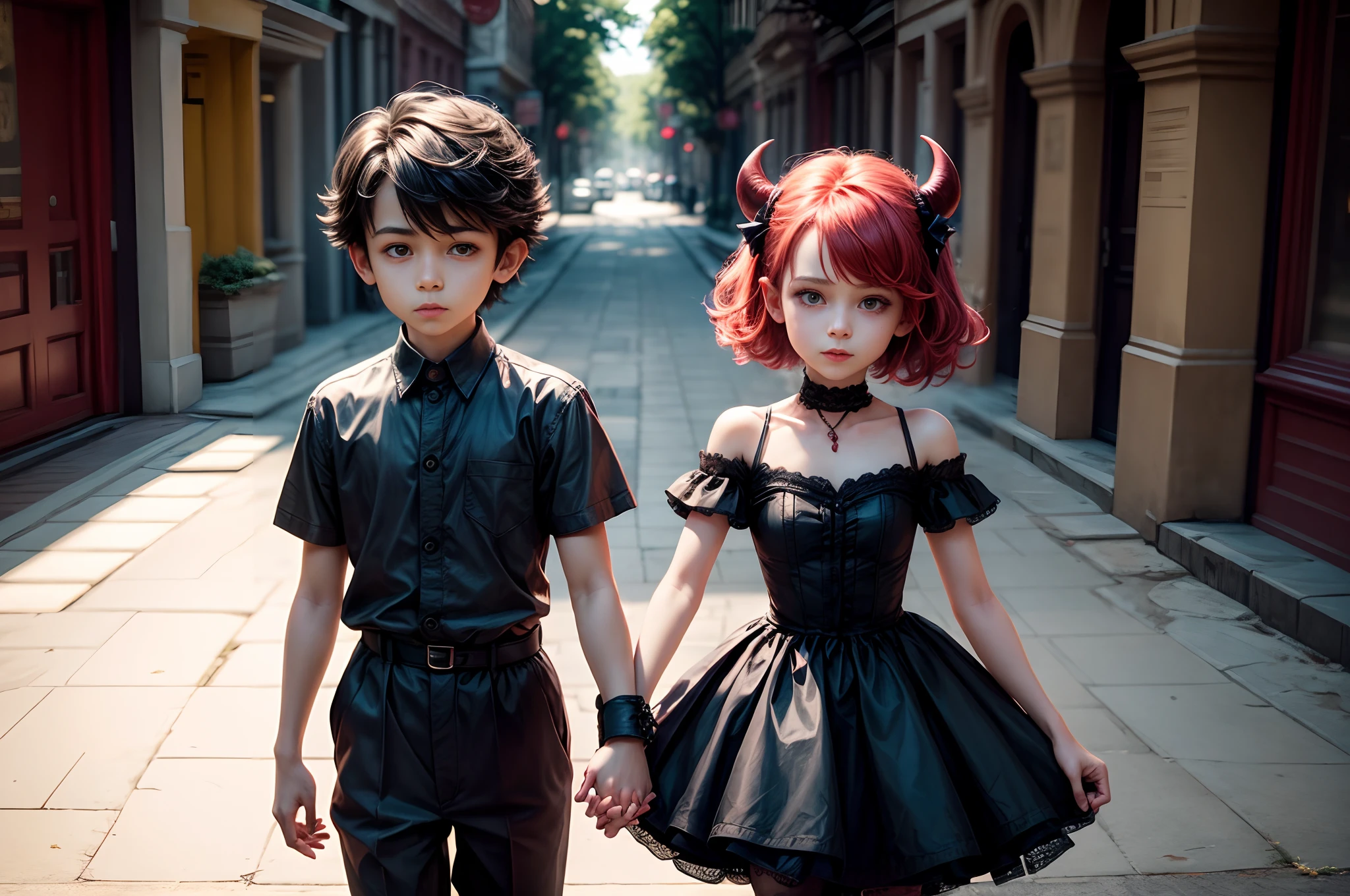  Devil Boy and Devil Girl Holding Hand