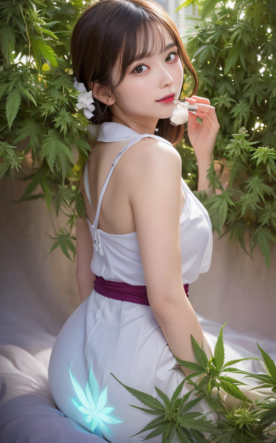 masutepiece, Best Quality, Illustration, Ultra-detailed, finely detail, hight resolution, 8K Wallpaper, Perfect dynamic composition, Beautiful detailed eyes, Doctor's attire,Bob Hair, mid-chest, Natural Color Lip, Random and sexy poses,Smile,20 years girl、Colossal tits、Examination room、stethoscope,There was a woman sitting on a cloud in the sky, Buatigarh，cloud goddess, dreamy illustration, girl clouds, lie on white clouds fairyland, White cloud hair, jen bartel, Clouds. Fantasy, Dreamy clouds, concept-art ，dreamlike digital painting、Alafed poster of women wearing purple smoke and green flames, Ethereal and ghostly atmosphere, Ethereal!!!, a stunning young ethereal figure, An ethereal curtain that flows infinitely, Spirits covered with curtains, ghostly forms, irridescent ghostly, ethereal stills, Ghostly figures, white glowing aura, Ethereal essence, ethereal fantasy, Ethereal!!!!!!!, Ghost smoke、Dispensary、Treat yourself、Endocannabinoid System、Take a dose of cannabis every morning、holding a bong in hand、(Super Detail CG Unity 8k Wallpapers:1.5),<(​masterpiece:1.5), (Top image quality:1.7), high-resolution illustrations, (Eye of detail and face of detail:1.3), (detaile:1.3, top-quality, (ultra-detailliert), (extremely delicate and beautiful), (illustratio), (Painterly),(​masterpiece:1.5),ciinematic light,dynamic ungle,floating,foco nítido,(2D:1.7), (Top image quality:1.3),(illustratio:1.1),((dishevled hair:1.2),(beautiful finely detailed eyes:1.1),(Movie Light:1.1)、(marijuana goddess:1.2)、(cannabis goddess:1.2)、(ganja goddess:1.2)、(weed goddess:1.2)、(hemp goddess:1.2)、(Marijuana leaf piercings:1.2)、(Beautiful japanese girl)、Sexy in traditional Japan kimono、Curvy body type、voluptuous figure、Curvy body type、fat figure、large full breasts、large boob、((full_Body_Portrait))、(Japan Art and Culture)、Marijuana background cannabis dried flowers Delicately drawn big bulging glowing cannabis,A smile surrounded by upscale marijuana that highlights the beauty and uniqueness of the plant((of the highest quality, 8K, masutepiece: 1.3)), Beautiful woman, 1 woman, Big: 1.3, Slender figure: 1.1, Toned abs, dark brown hair, Wet body, hyperdetailed face, Detailed lips, Detailed eyes, Double eyelids,Blonde Mesh、Wanren、((Full-length photo)), ((Cannabis leaves)), (((Umbilical piercing of hemp flowers and leaves))), Eye shadow makeup, Sunny days!, Makeup for sunny days, 8 K, ((slight shine along the contour,)), ((Backglow along the contour)), ((neon light))Cannabis design for the head, cute artwork, cute cartoon, _Character, cute character, cute character, , so cute, , Cute anthropomorphic cannabis、Cartoon green monster sitting with cannabis on the ground, Cute character design, Cute little cannabis, Cute little purple cannabis, adorable glowing creature,、Adorable creatures, portrait of a cute monster, Cute cannabis creatures, Marijuana Monster Character Design, cute toy, Cannabis plush toys, fluffy green belly and red eyes,,(Purple background 1:3 ),Cute detailed digital art exhaling smoke from mouth、Adorable Digital Painting、Cute digital art、Cute anthropomorphic cannabis、cute 3d render、beautiful digital works of art、Sleepy look with animal eyelids half closed in a dream、half-open eyes、Red-eyed eyes、Cute cannabis creatures、There are cute animals logo web design cannabis、intergalactic、Manteau blanc、It should be a happy atmosphere、ＣＢＤ、ｔｉｍｅ Calm clinic、Marijuana – Color Art 4K,go　SUI,Magical water pipebons and rolling papers surrounded by cannabis buds in a smoking environment are placed around Describe your image of the most beautiful and hardy cannabis plantation in the world