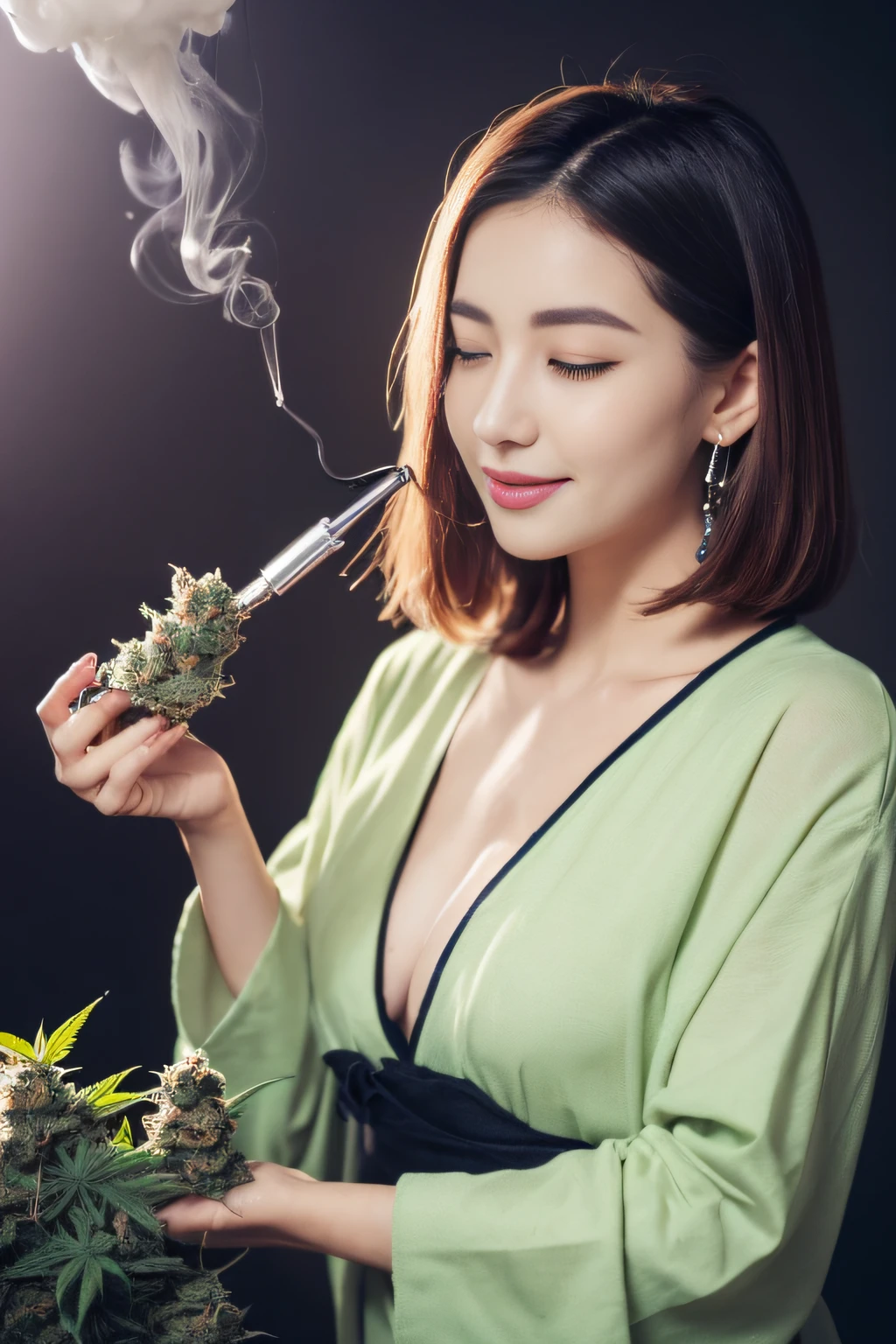 realisitic、top-quality、 1 人、in her 20s、Nurse、undergarment、Black underwear、Colossal tits 、all-fours,profetional lighting、erotick、((Stethoscope on neck))、Female doctor、Manteau blanc、The best smile,There was a woman sitting on a cloud in the sky, Buatigarh,cloud goddess, dreamy illustration, girl clouds, lie on white clouds fairyland, White cloud hair, jen bartel, Clouds. Fantasy, Dreamy clouds, concept-art ,dreamlike digital painting、Alafed poster of women wearing purple smoke and green flames, Ethereal and ghostly atmosphere, Ethereal!!!, a stunning young ethereal figure, An ethereal curtain that flows infinitely, Spirits covered with curtains, ghostly forms, irridescent ghostly, ethereal stills, Ghostly figures, white glowing aura, Ethereal essence, ethereal fantasy, Ethereal!!!!!!!, Ghost smoke、Dispensary、Treat yourself、Endocannabinoid System、Take a dose of cannabis every morning、holding a bong in hand、(Super Detail CG Unity 8k Wallpapers:1.5),<(masterpiece:1.5), (Top image quality:1.7), high-resolution illustrations, (Eye of detail and face of detail:1.3), (detaile:1.3, top-quality, (ultra-detailliert), (extremely delicate and beautiful), (illustratio), (Painterly),(masterpiece:1.5),ciinematic light,dynamic ungle,floating,foco nítido,(2D:1.7), (Top image quality:1.3),(illustratio:1.1),((dishevled hair:1.2),(beautiful finely detailed eyes:1.1),(Movie Light:1.1)、(marijuana goddess:1.2)、(cannabis goddess:1.2)、(ganja goddess:1.2)、(weed goddess:1.2)、(hemp goddess:1.2)、(Marijuana leaf piercings:1.2)、(Beautiful japanese girl)、Sexy in traditional Japan kimono、Curvy body type、voluptuous figure、Curvy body type、fat figure、large full breasts、large boob、((full_Body_Portrait))、(Japan Art and Culture)、Marijuana background cannabis dried flowers Delicately drawn big bulging glowing cannabis,A smile surrounded by upscale marijuana that highlights the beauty and uniqueness of the plant((of the highest quality, 8K, masutepiece: 1.3)), Beautiful woman, 1 woman, Big: 1.3, Slender figure: 1.1, Toned abs, dark brown hair, Wet body, hyperdetailed face, Detailed lips, Detailed eyes, Double eyelids,Blonde Mesh、Wanren、((Full-length photo)), ((Cannabis leaves)), (((Umbilical piercing of hemp flowers and leaves))), Eye shadow makeup, Sunny days!, Makeup for sunny days, 8 K, ((slight shine along the contour,)), ((Backglow along the contour)), ((neon light))Cannabis design for the head, cute artwork, cute cartoon, _Character, cute character, cute character, , so cute, , Cute anthropomorphic cannabis、Cartoon green monster sitting with cannabis on the ground, Cute character design, Cute little cannabis, Cute little purple cannabis, adorable glowing creature,、Adorable creatures, portrait of a cute monster, Cute cannabis creatures, Marijuana Monster Character Design, cute toy, Cannabis plush toys, fluffy green belly and red eyes,,(Purple background 1:3 ),Cute detailed digital art exhaling smoke from mouth、Adorable Digital Painting、Cute digital art、Cute anthropomorphic cannabis、cute 3d render、beautiful digital works of art、Sleepy look with animal eyelids half closed in a dream、half-open eyes、Red-eyed eyes、Cute cannabis creatures、There are cute animals logo web design cannabis、intergalactic、Manteau blanc、It should be a happy atmosphere、CBD、time Calm clinic、Marijuana – Color Art 4K,go SUI,Magical water pipebons and rolling papers surrounded by cannabis buds in a smoking environment are placed around Describe your image of the most beautiful and hardy cannabis plantation in the world