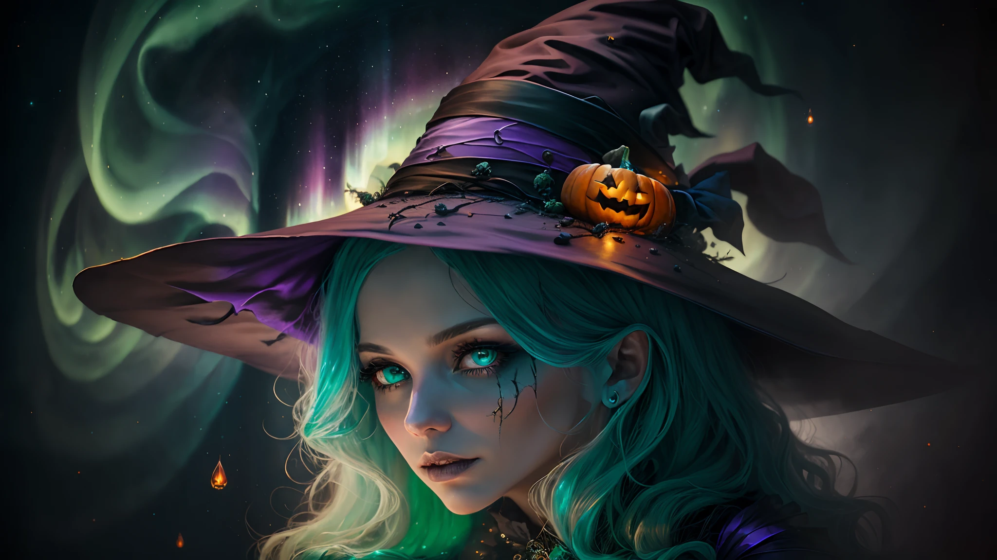halloween witch halloween witch halloween halloween halloween witch, in the style of photobashing, colorful neo-romanticism, emerald, melting pots, realistic oil paintings, aurorapunk, photo montage photorealistic, RAW photo, 8k, high quality --auto --s2