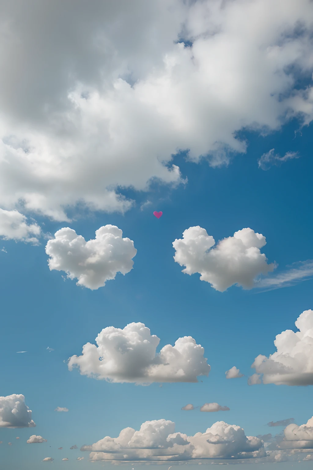 Draw two heart-shaped clouds on the left and others