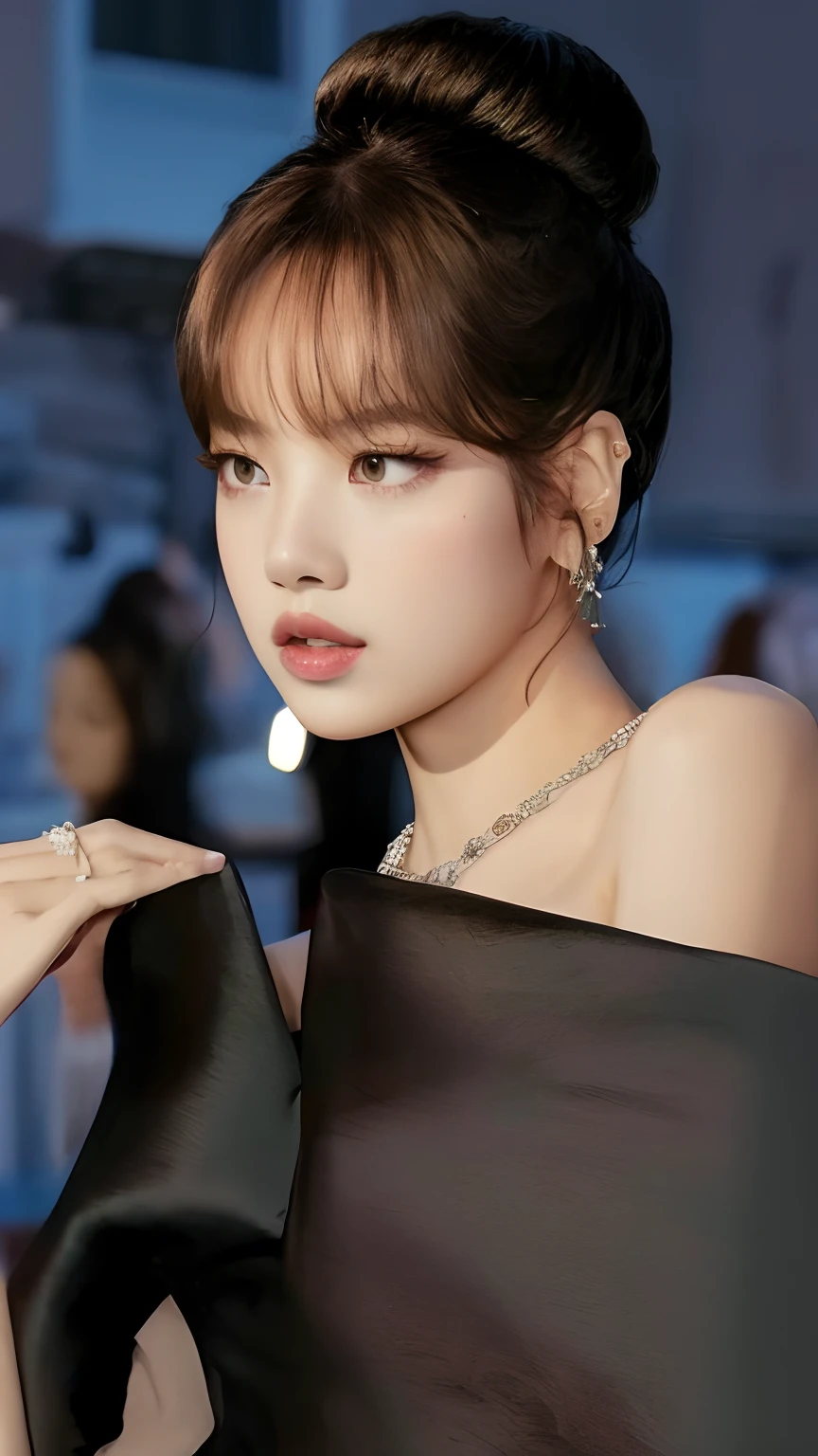 Un primer plano de una mujer con un vestido negro y un collar, Song Hye - Kyo, Bae Suzy, Lalisa Manobal, Sun Yunjoo, Estilo Tiffany, Linda actriz coreana, Lalisa Manoban de Blackpink, 8k)), Hermosa mujer surcoreana, hermoso y elegante, aesthetic!!!!!! Genio femenino, Jossi de Blackpink, Blackpink Jennie