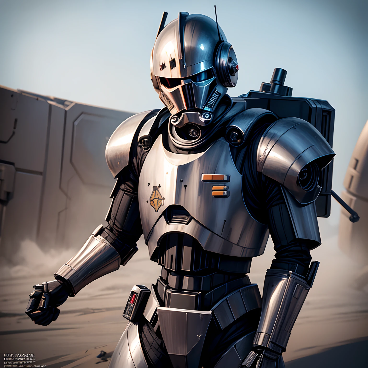 4K, realistic, highest quality, Anatomically correct,Star Wars, Black Knight, droid, mech, dark colors, metal, detailed, intimidating, assassin,