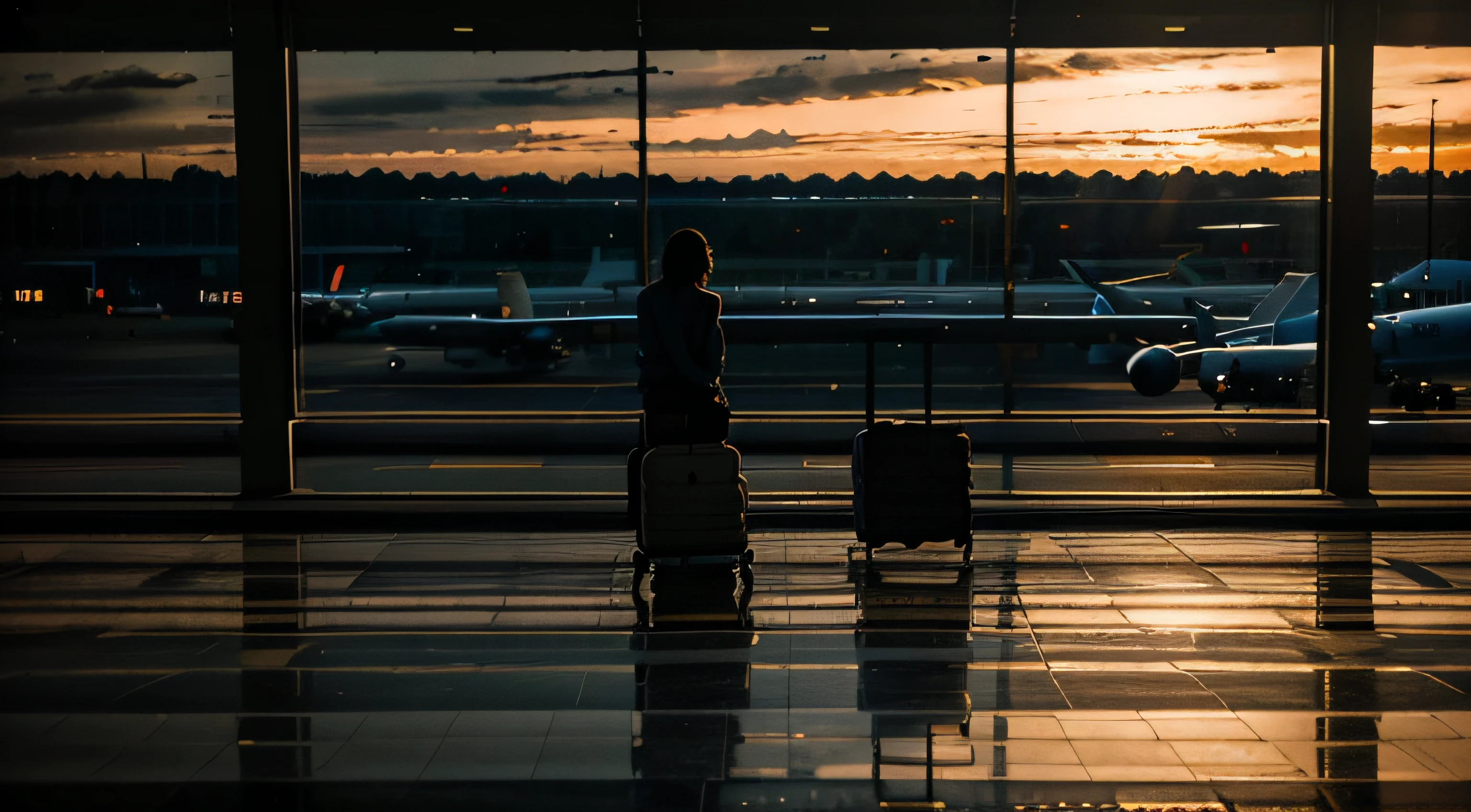 An airport flight board displaying rows of canceled flights, bathed in the soft, melancholic glow of sunset. The environment is hushed, evoking a sense of quiet solitude amidst the unfulfilled travel plans.

Style: Atmospheric Photography
Execution: Captured with a DSLR camera, using the golden-hour lighting to convey the serene mood.