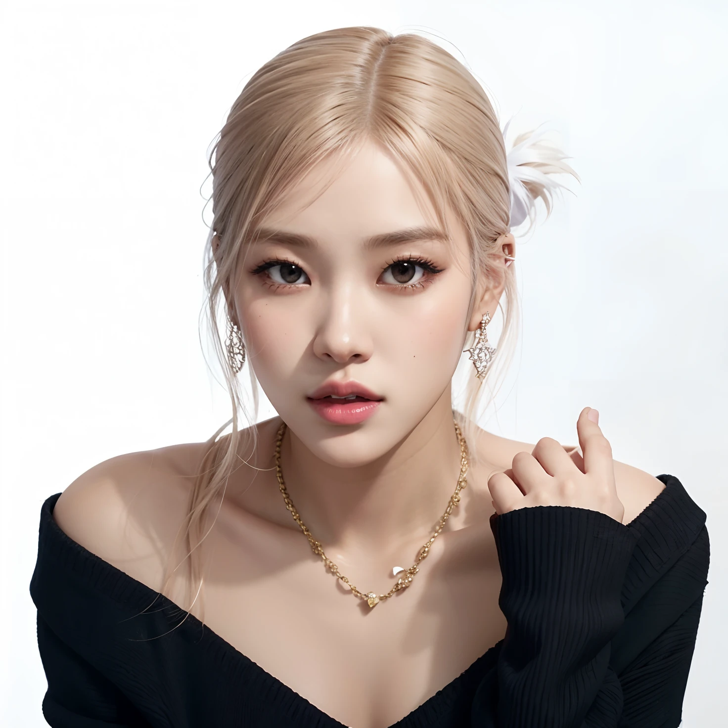 Un primer plano de una mujer con un top negro y un collar, Retrato de Jossi de Blackpink, Parque Roseanne de Blackpink, Jossi de Blackpink, portrait of female Korean idol, JIA, Lalisa Manoban de Blackpink, Retrato de Kpop Idol, Heonhwa Choe, Lalisa Manobal, Parque Ji-min, Lee Ji-eun