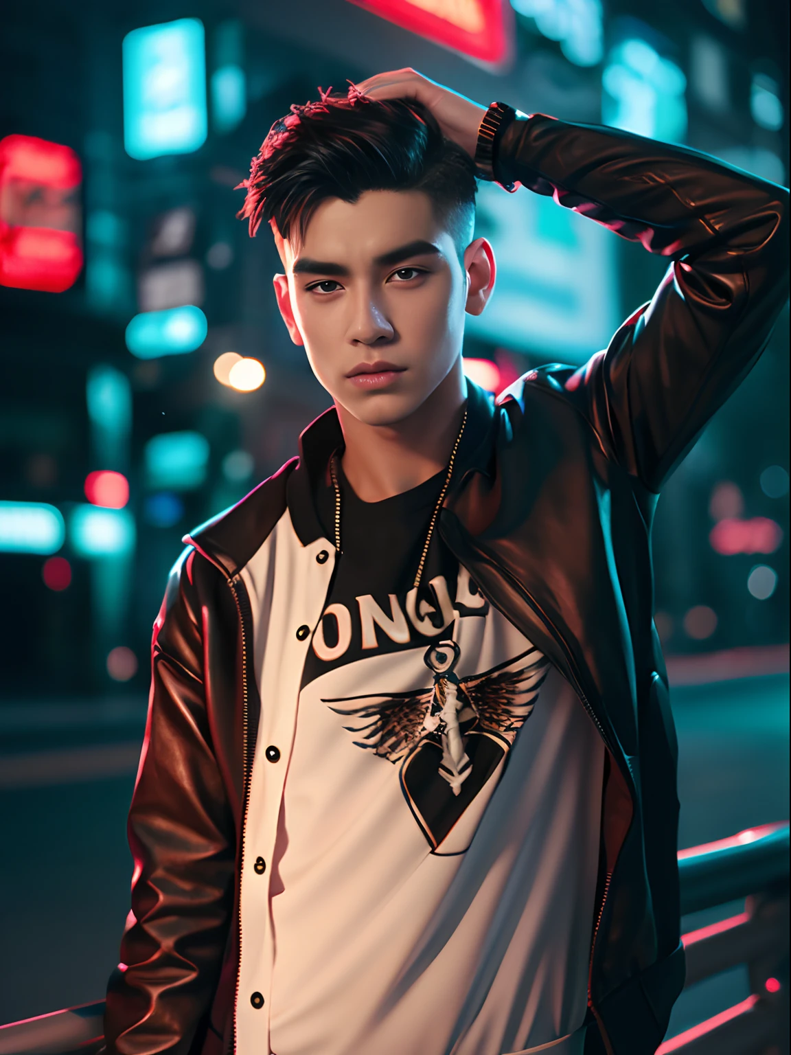 change background, cyberpunk handsome boy, realistic face, 8k, ultra realistic