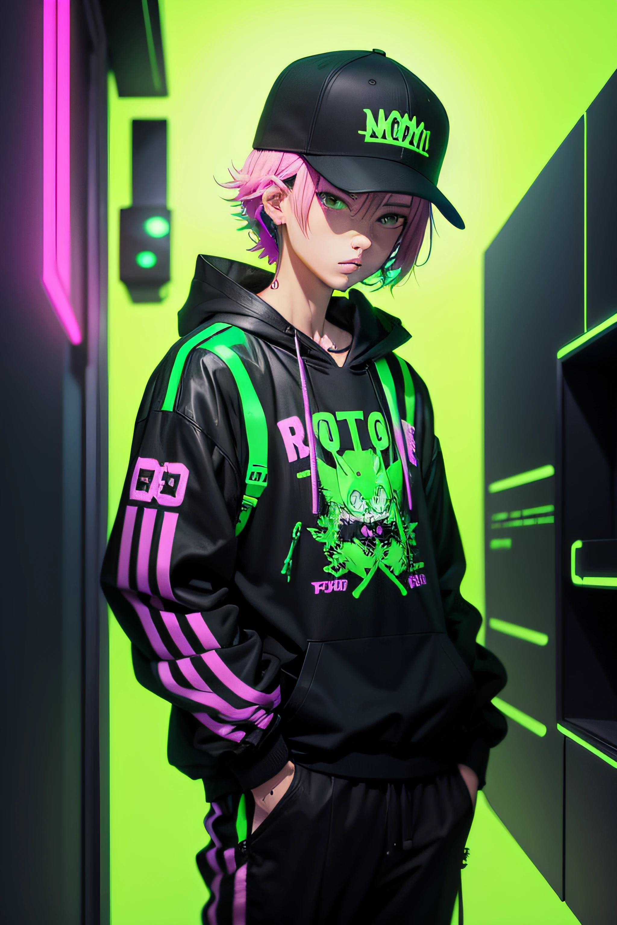 anime phonk love album cover with neon green colors