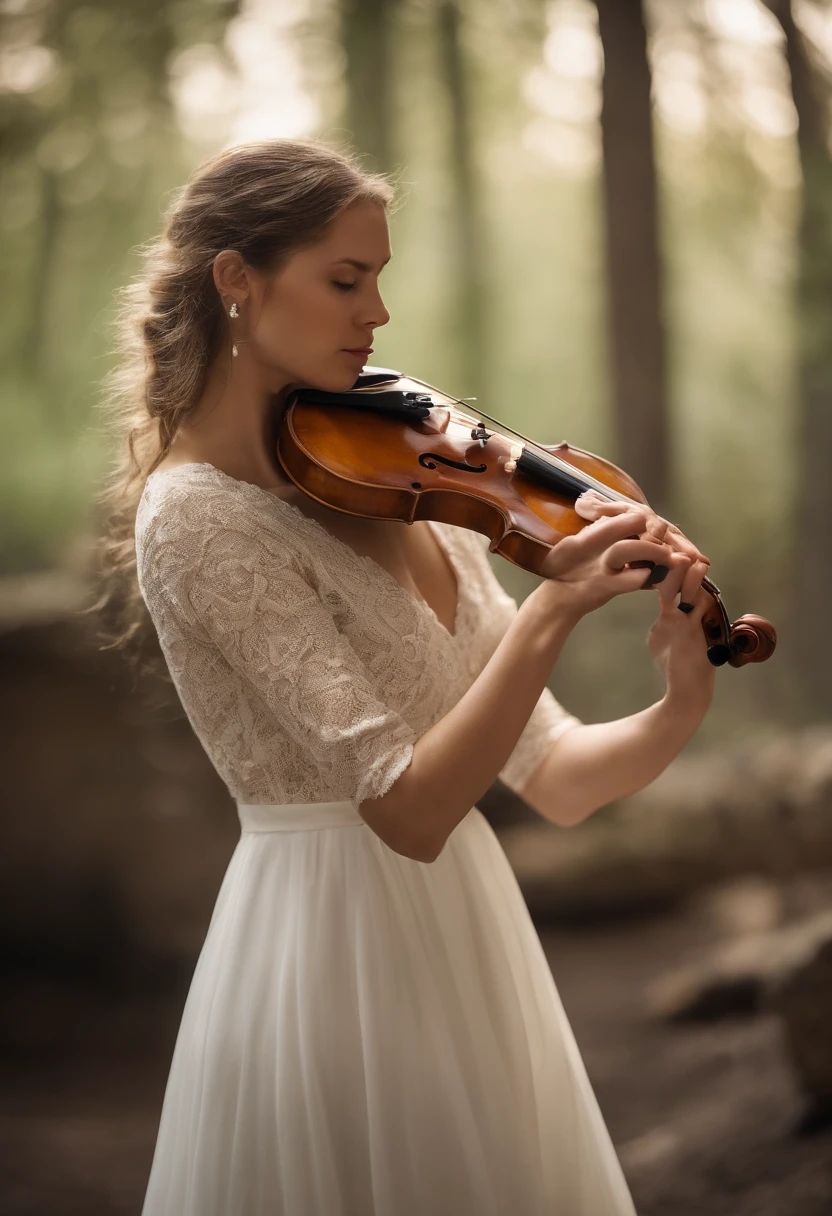 A single female violinist playing the most incredible piece of music known to mankind. Love and peace is flowing out of her violin, causing the beginning of world peace