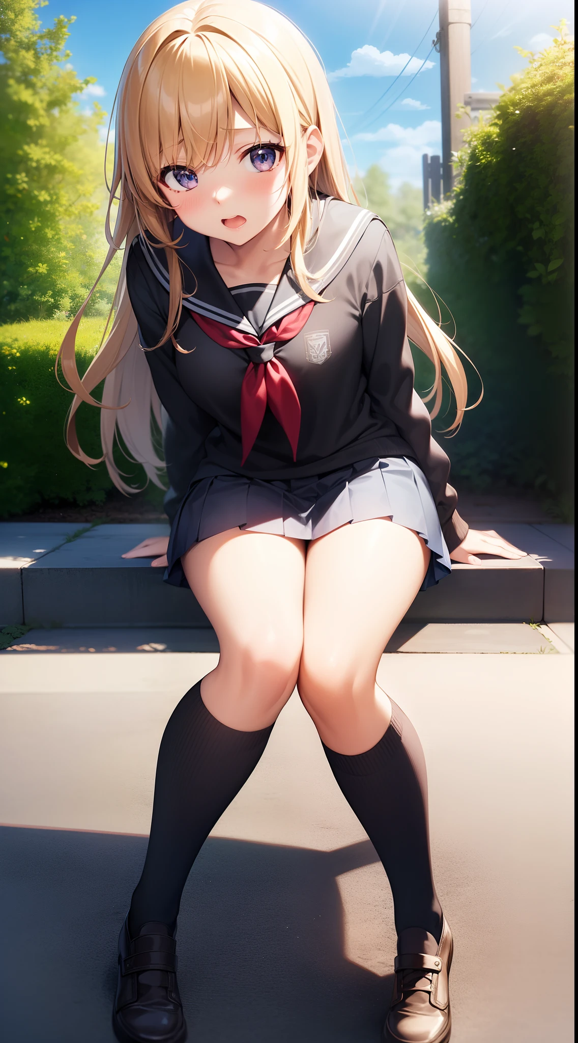 ((anime)),,((best quality)), ((highly detailed)),(((sketch))) extremely detailed face, beautiful face,((1girl)),((solo)),shiny skin,(cowboy shot),,arisa ichigaya,twintails,x hair ornament,,nsfw,((school uniform:1.35)),((pleated dress:1.35)), ((clothes lift:1.35)),((hanging breasts:1.25))((huge breasts:1.15))((pussy:1.35)),outdoors,((looking at viewer)),((park,bench:1.35)),((sitting:1.35)),((sit on bench:1.35)),((nose blush:1.35)),(bad mood,angry,:0.925),open mouth,:d,((white socks)),(knee socks:1.15),BREAK (dark brown shoes:1.15),,((spread legs:1.25)),