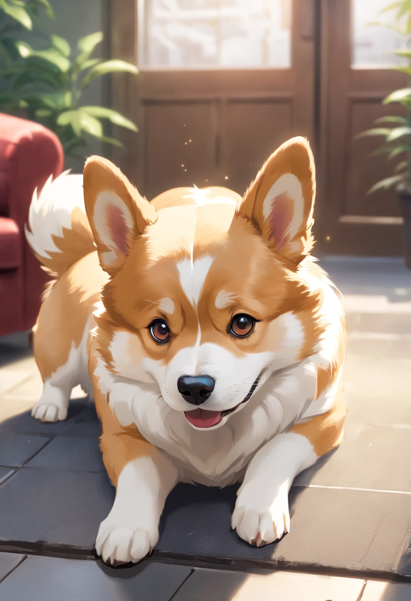 "Produces ultra-high-definition images that chic Pembroke Welsh Corgis, Classic Dog Pose. Using advanced macro photography techniques、Highlights the intricate details of the dog's coat, Standing ears, And expressive eyes and tongue are partially out. Place the camera at the dog's eye level, Create an intimate connection between the viewer and the dog's subject. Implement a wide aperture for a shallow depth of field, Make the dog stand out clearly against a gently blurred background. Improve lighting、Emphasizes the texture and contours of the dog's body, Using the software, Remove coarse shadows、, cosy atmosphere. Catch a dog in a relaxed position, But balanced, Show your flexibility and elegance. Try to capture the moment in natural movement, Stretching, grooming, etc., To convey a sense of authenticity. Implement post-processing techniques to improve image clarity, contrast, and color balance, Secure all aspects, From the dog's intricate patterns to its intense gaze, Rendered in stunning detail. Finally, Conveys the gentle beauty and innate grace of the Welsh dog Corgi Pembroke, Capture fleeting moments celebrating the unique essence of a dog's curiosity and balance."