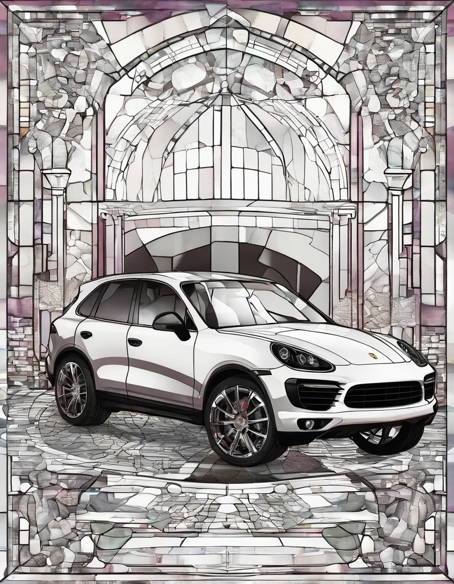 2014 (white)(Porsche Cayenne)detailed retro-futuristic architecture