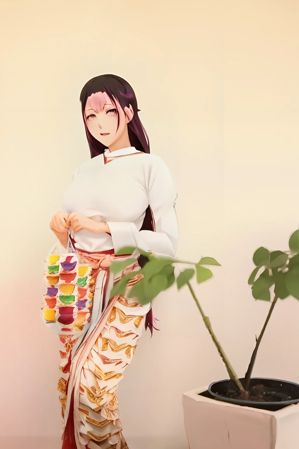 Garota de anime com cabelo rosa segurando um taco de beisebol e usando uma saia, do anime chamada Lucy, Estilo de cor Aya Takano, Humanoid pink female moon girl, haruno sakura, inspirado em Tsubasa Nakai, Megumu Okada, Yayoi Kasuma, estilo anime gainax, ikki tousen |, Natalie de Epic Battle Fantasy